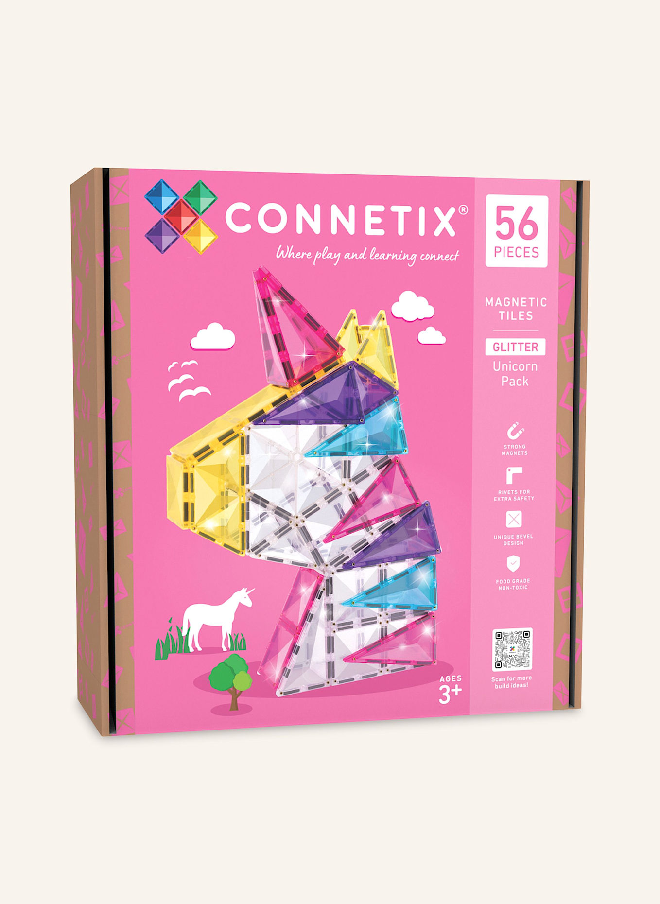 Connetix Glitter Einhorn-Set: PINK