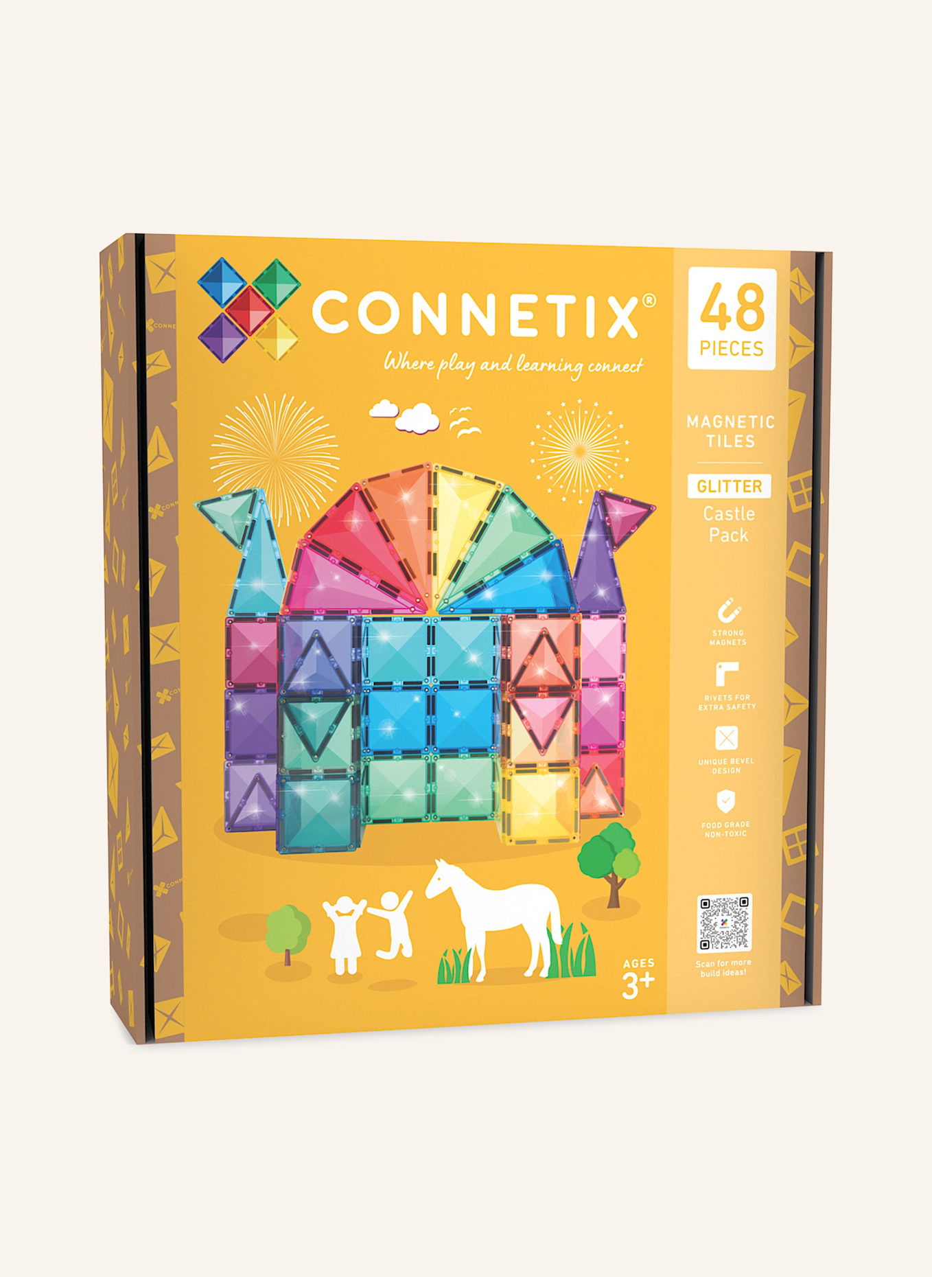 Connetix Glitter Schloss-Set: GELB
