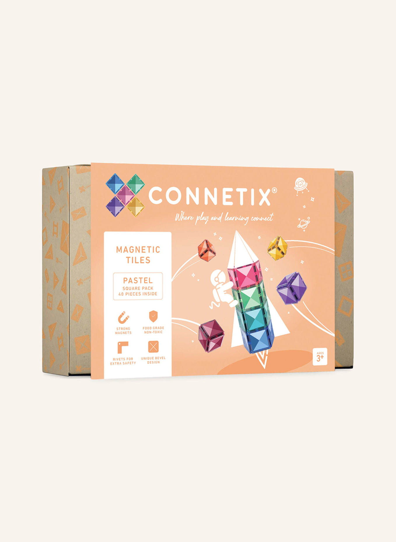 Connetix Quadrat-Set PASTELL: ROSA