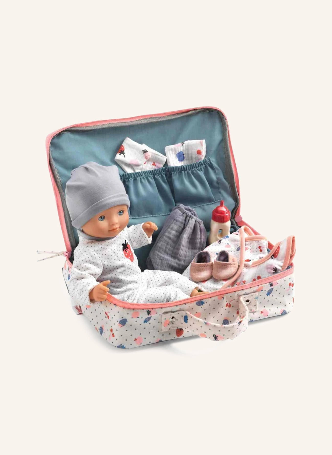 DJECO Puppe POMEA im Koffer: BEIGE