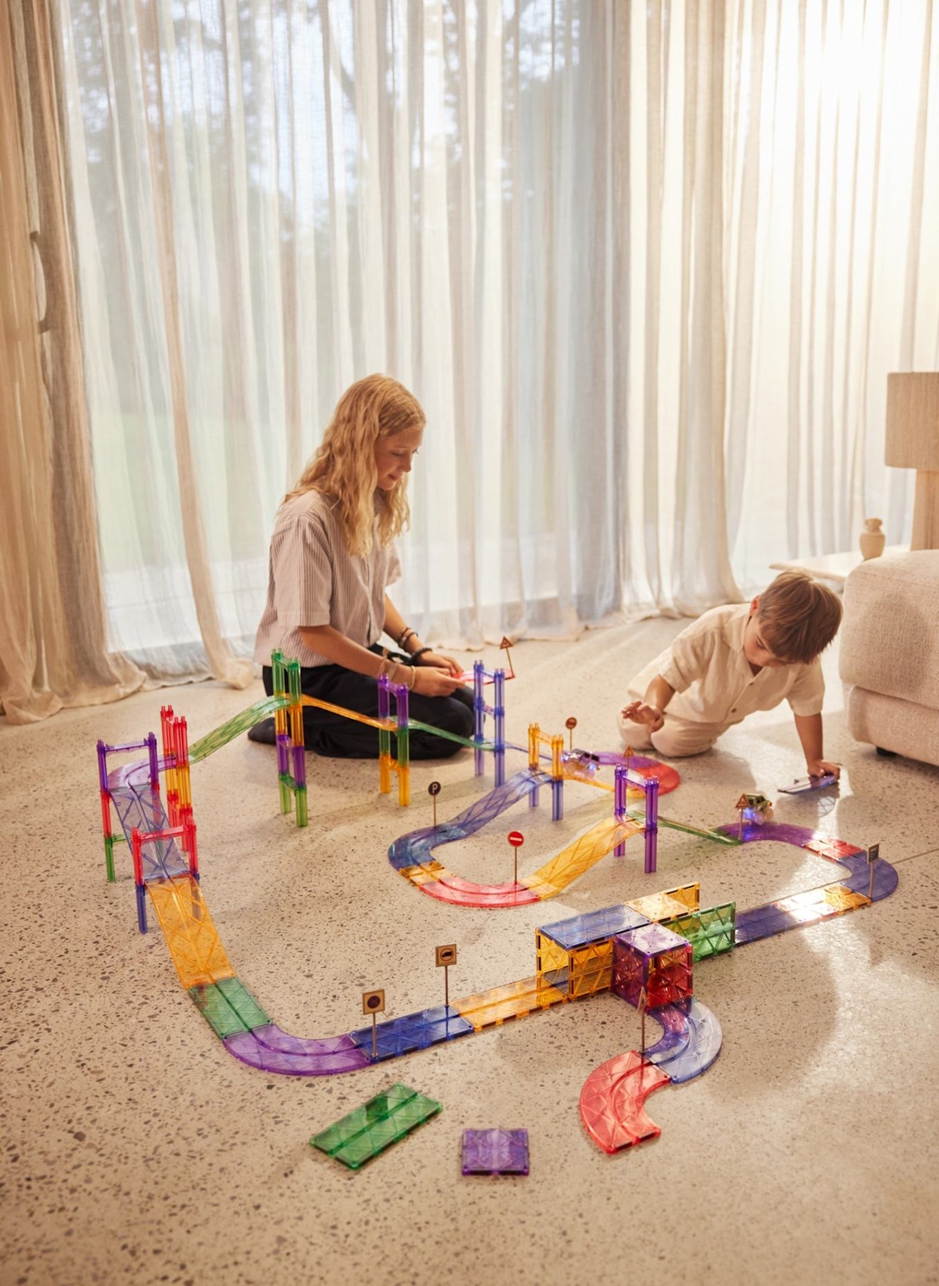 Cleverclixx Große Autobahn-Bausatz: GELB