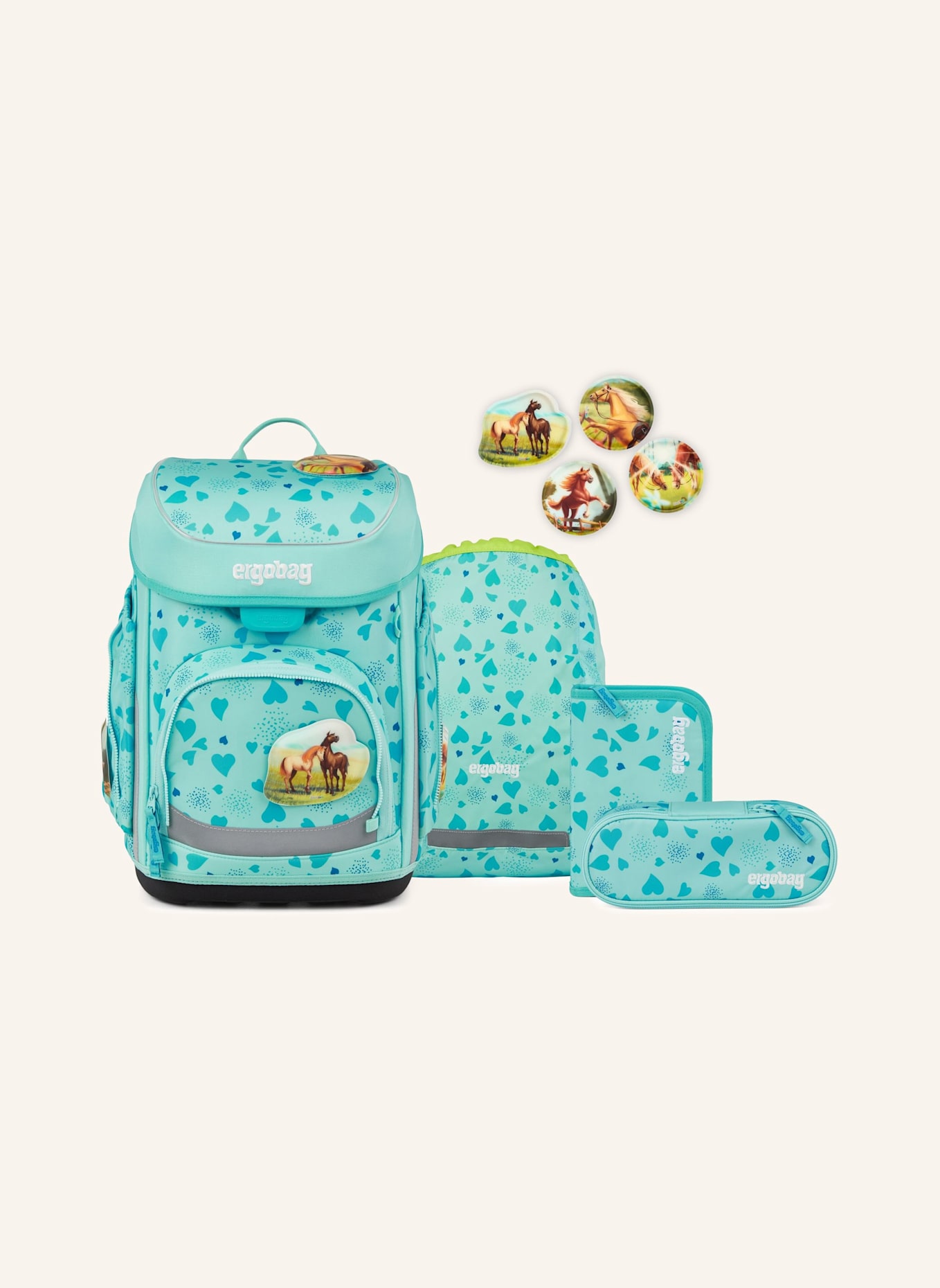 ergobag CUBO Set: NEONTÜRKIS