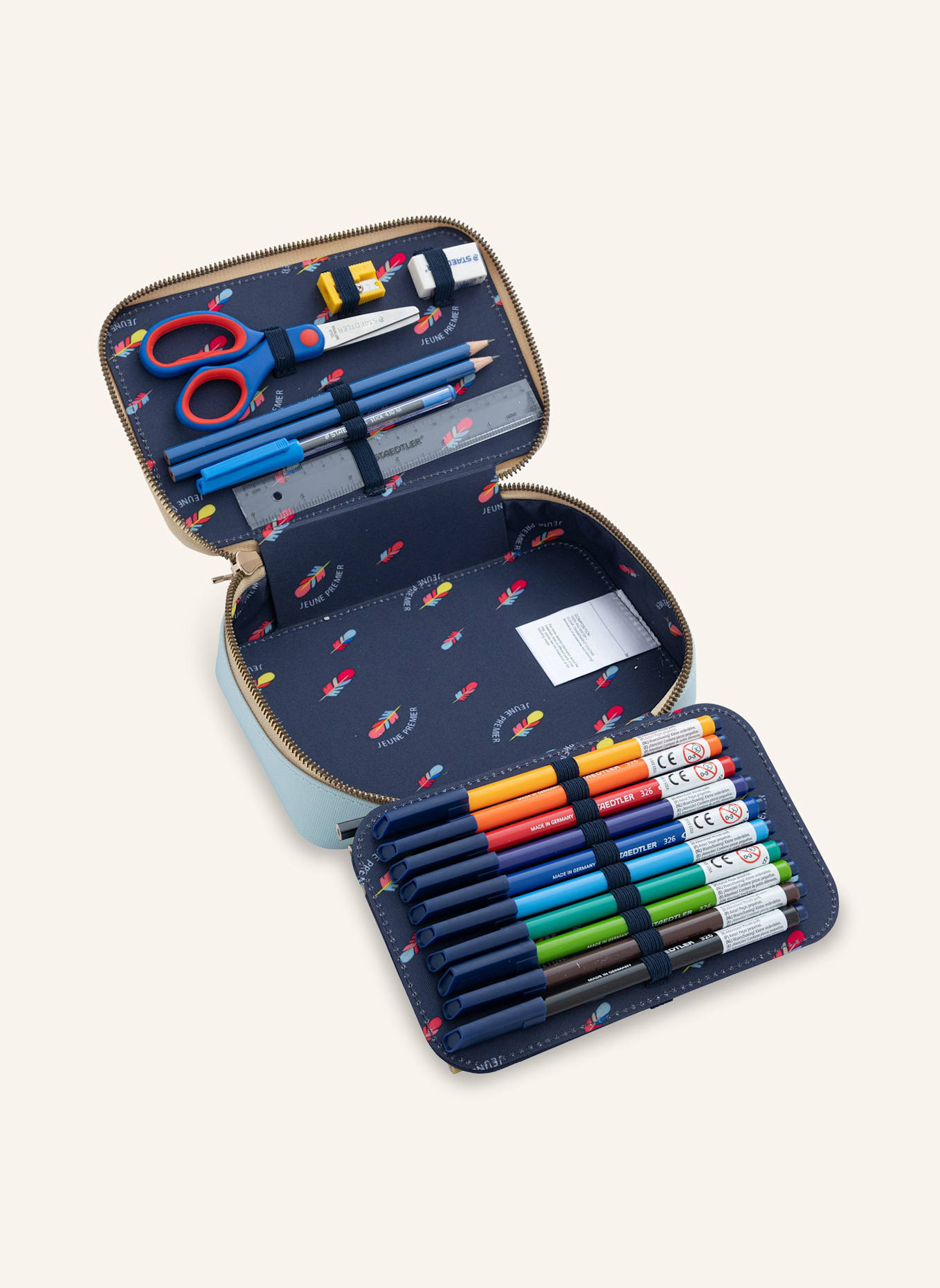 JEUNE PREMIER Federmäppchen mit Inhalt: BRAUN