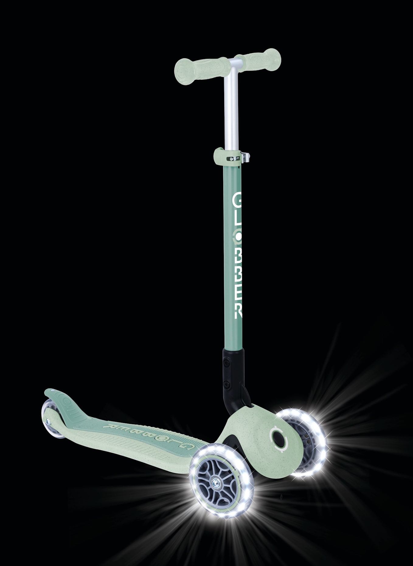 GLOBBER Scooter PRIMO FOLDABLE LIGHTS ECO: GRÜN