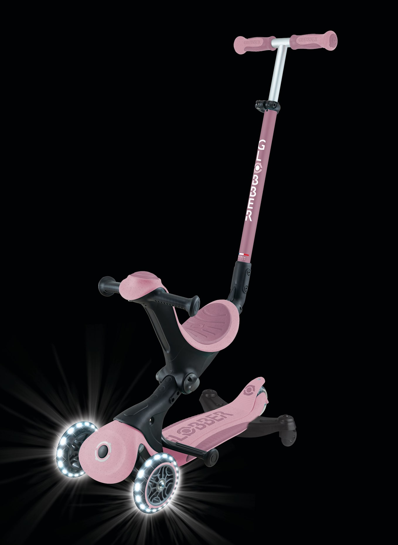GLOBBER Scooter GO-UP DELUXE LIGHTS ECO 360: ROSA