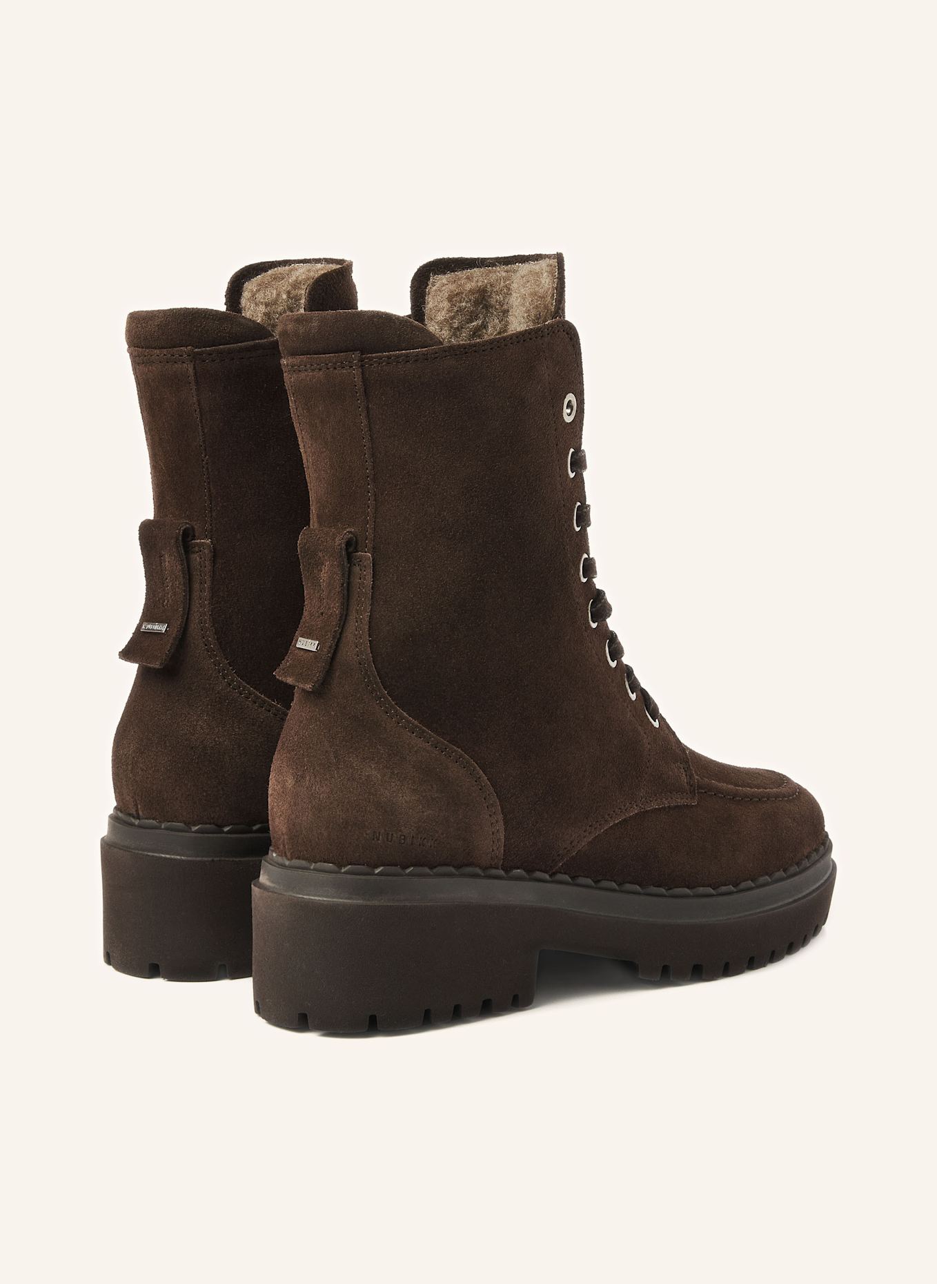 NUBIKK Schnürstiefel FAE BOBBI FUR: BRAUN