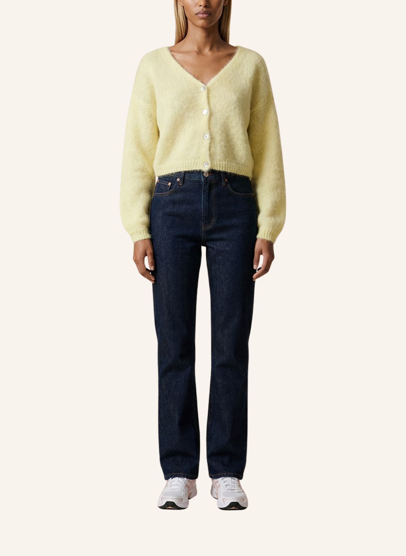 AMERICANDREAMS Cropped-Strickjacke CORNELIA: HELLGELB