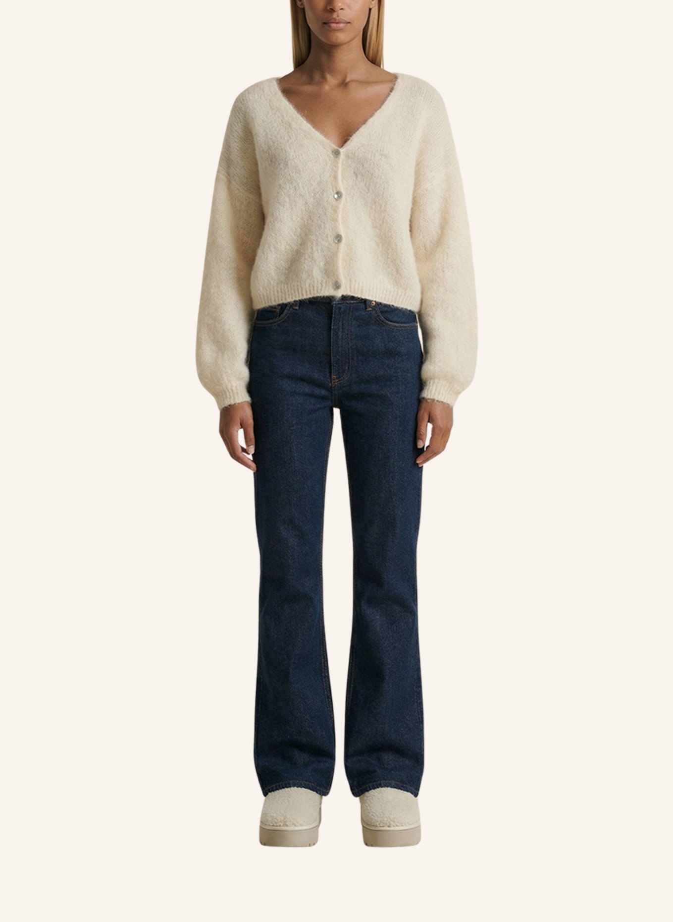 AMERICANDREAMS Cropped-Strickjacke CORNELIA: HELLGELB