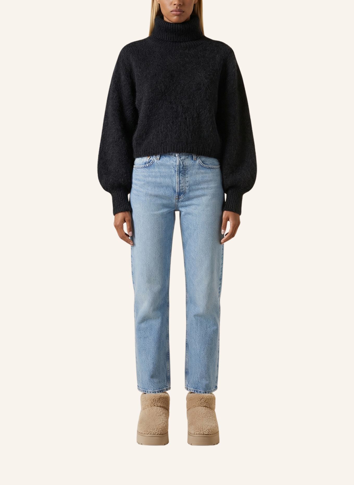 AMERICANDREAMS Rollkragen Pullover PIRO: SCHWARZ