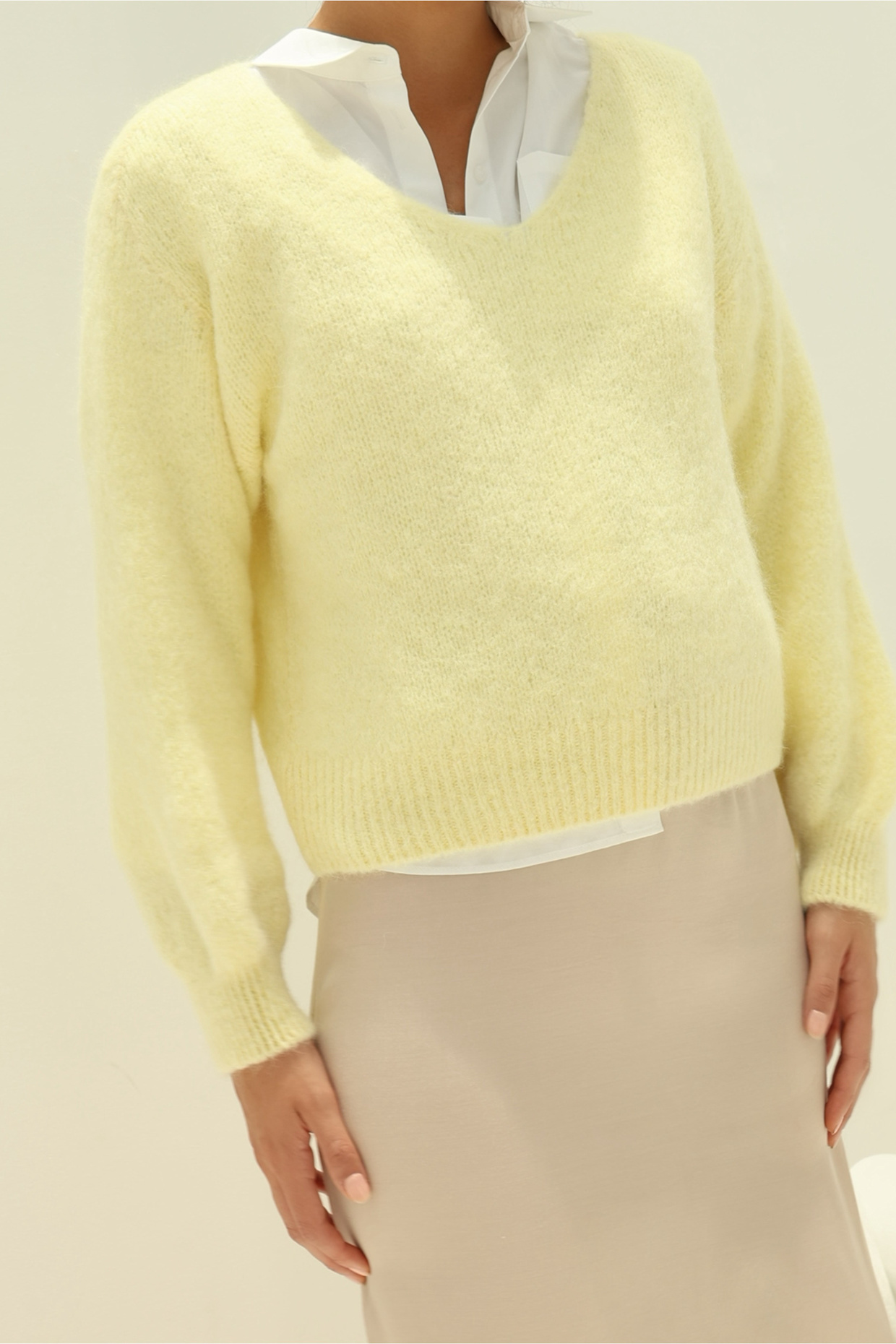 AMERICANDREAMS LS Alpaca Pullover Milana: HELLGELB