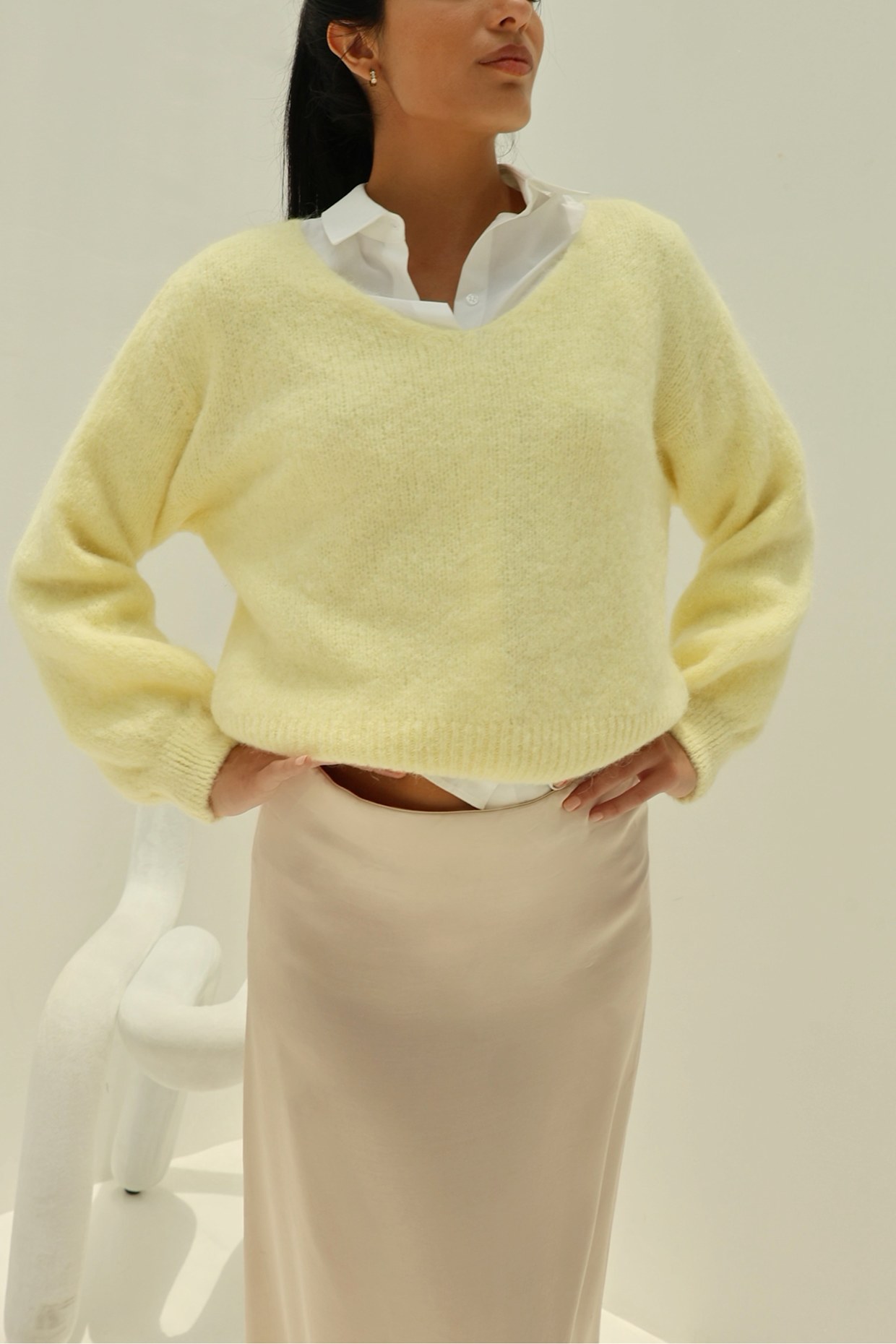 AMERICANDREAMS LS Alpaca Pullover Milana: HELLGELB