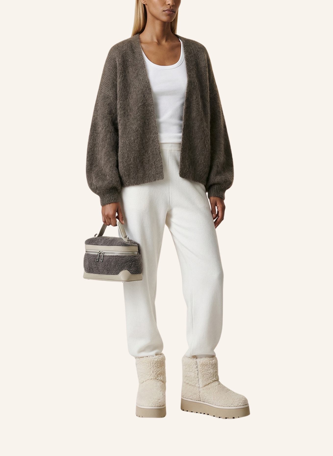 AMERICANDREAMS Short Cardigan Lee: TAUPE