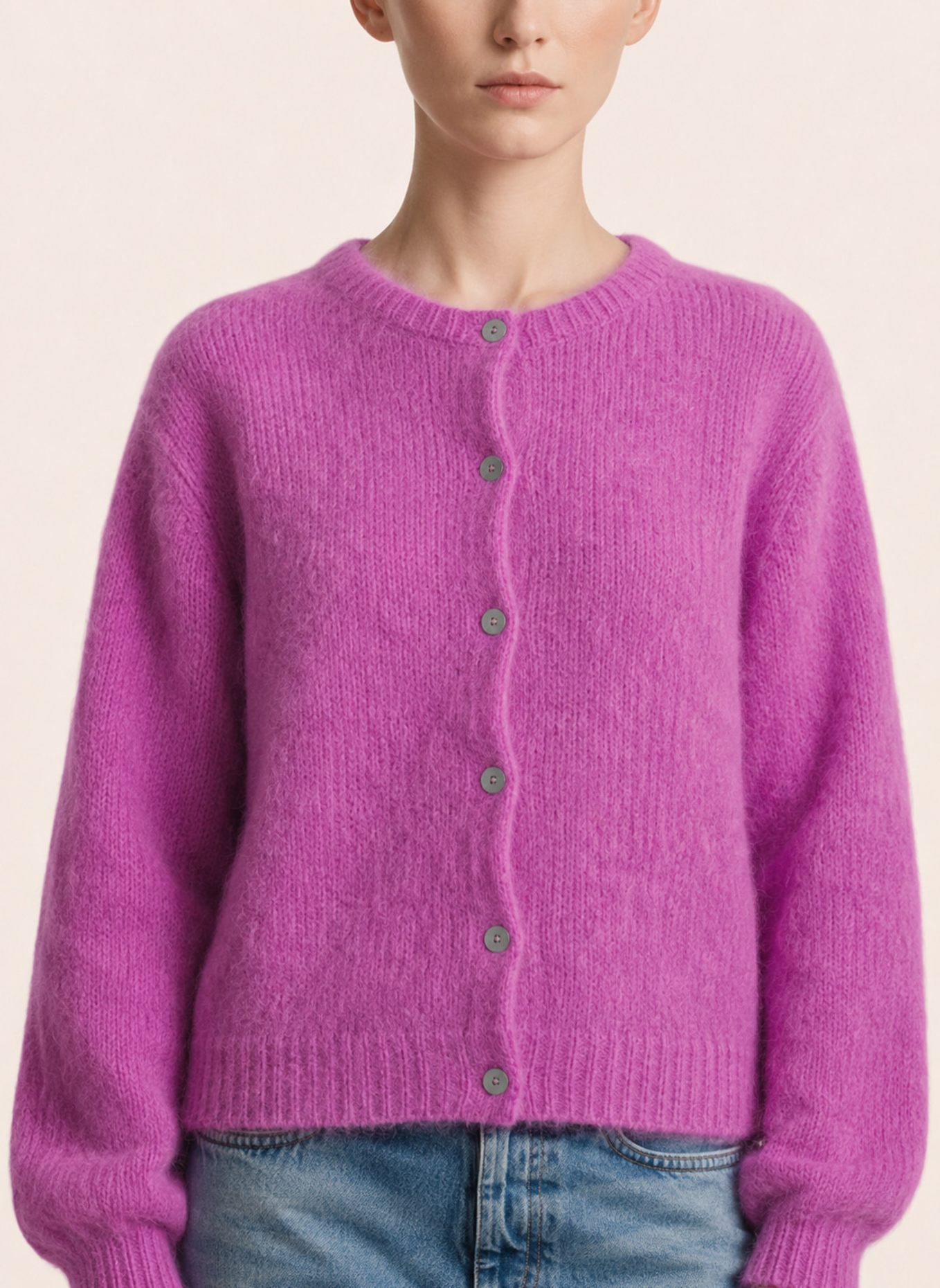 AMERICANDREAMS Alpaca Cardigan Susan: FUCHSIA