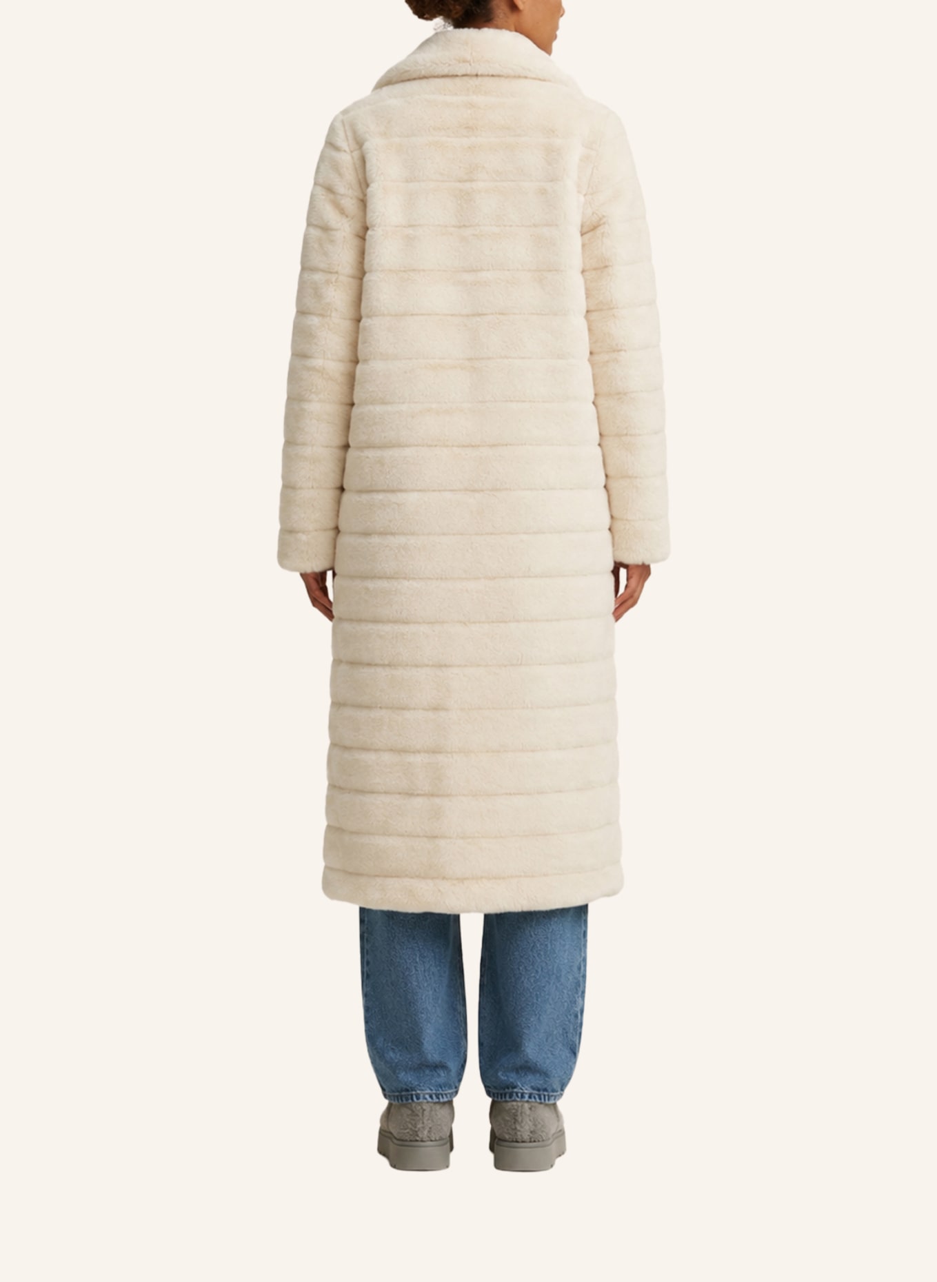 AMERICANDREAMS Faux Fur Coat Long Bailey: BEIGE