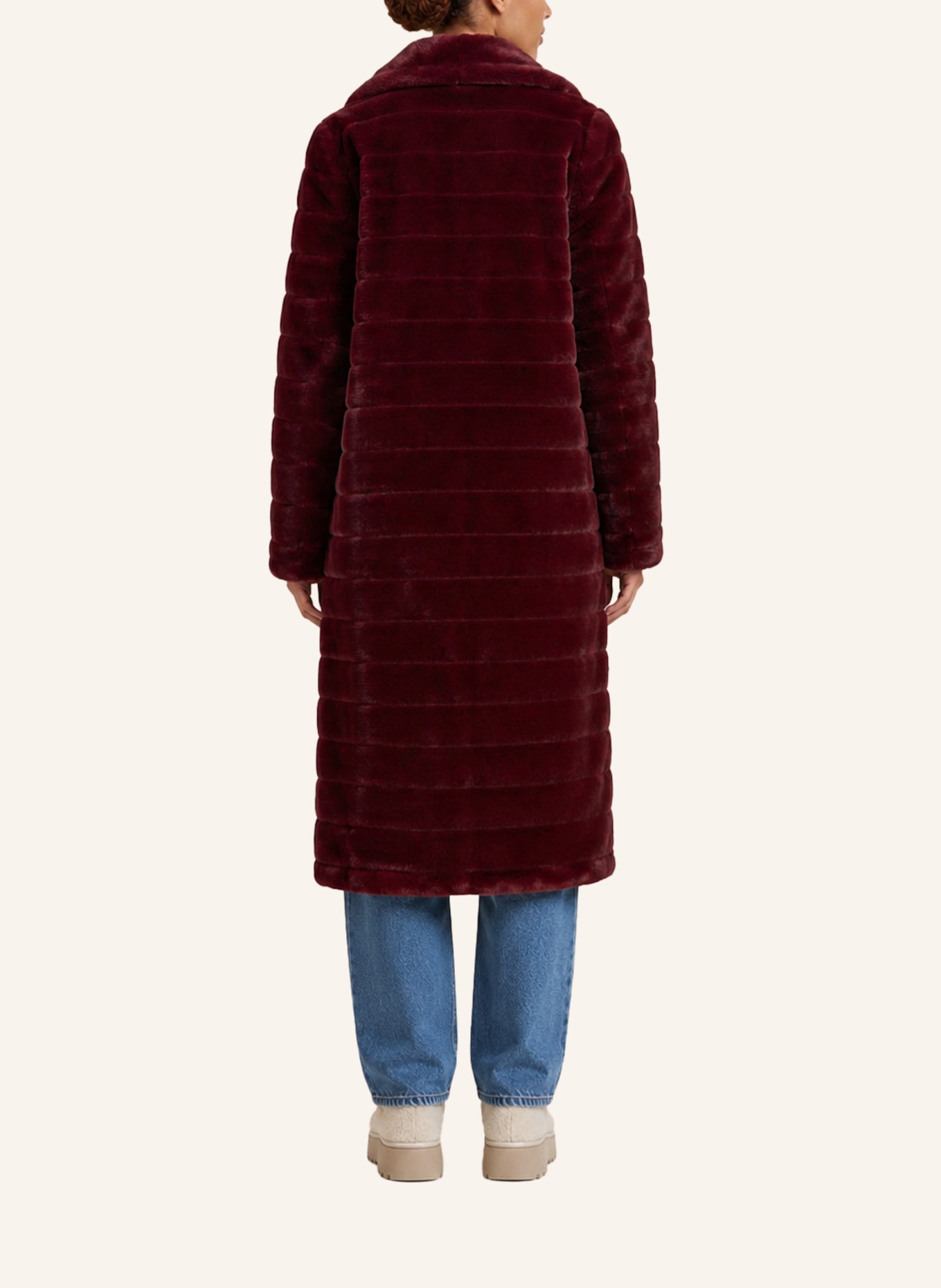 AMERICANDREAMS Faux Fur Coat Long Bailey: ROT