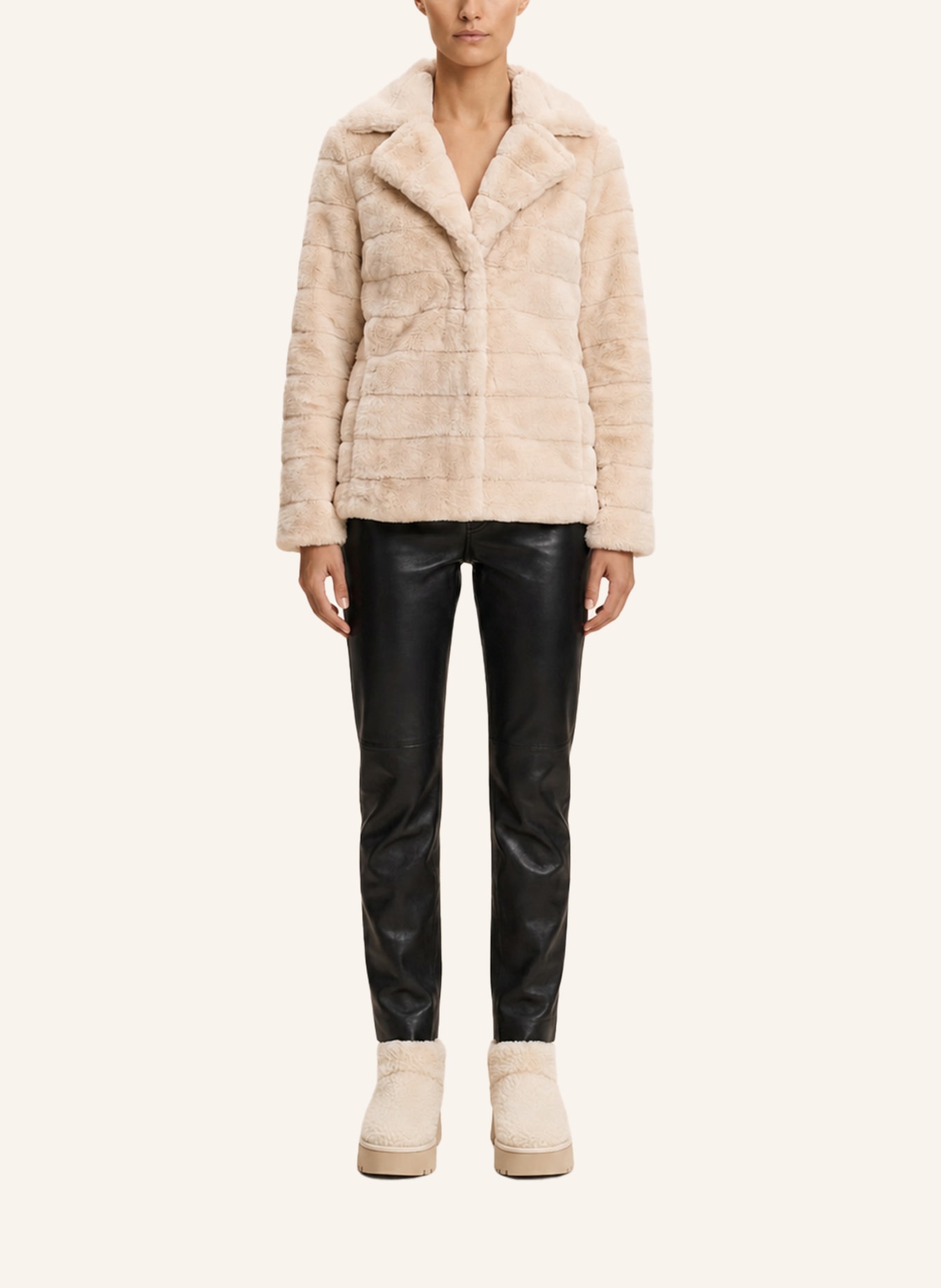 AMERICANDREAMS Faux Fur Coat Short Bailey: CREME