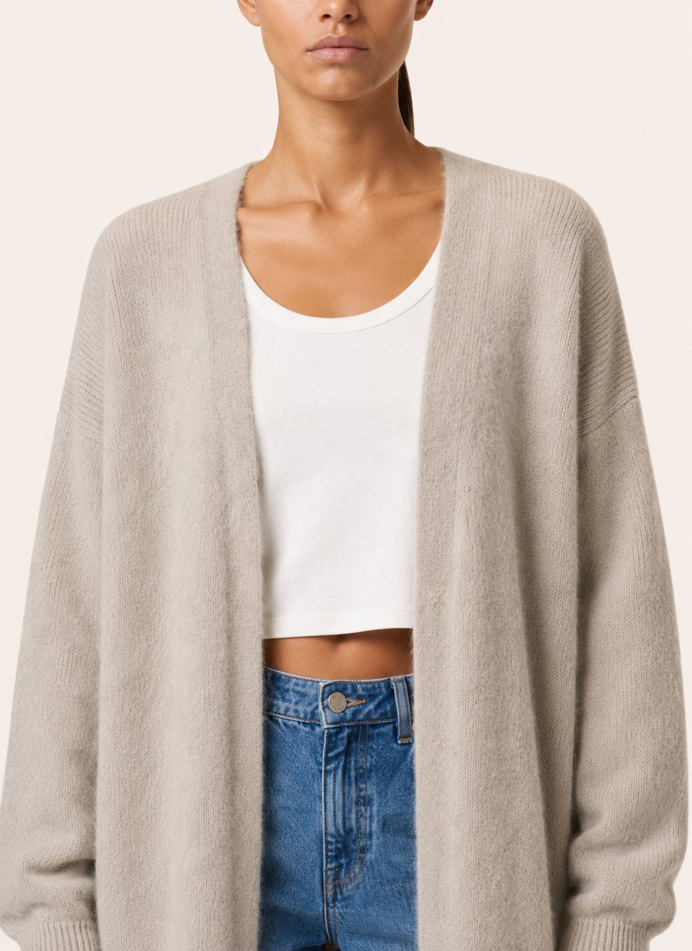 AMERICANDREAMS Long Alpaca Cardigan June: TAUPE