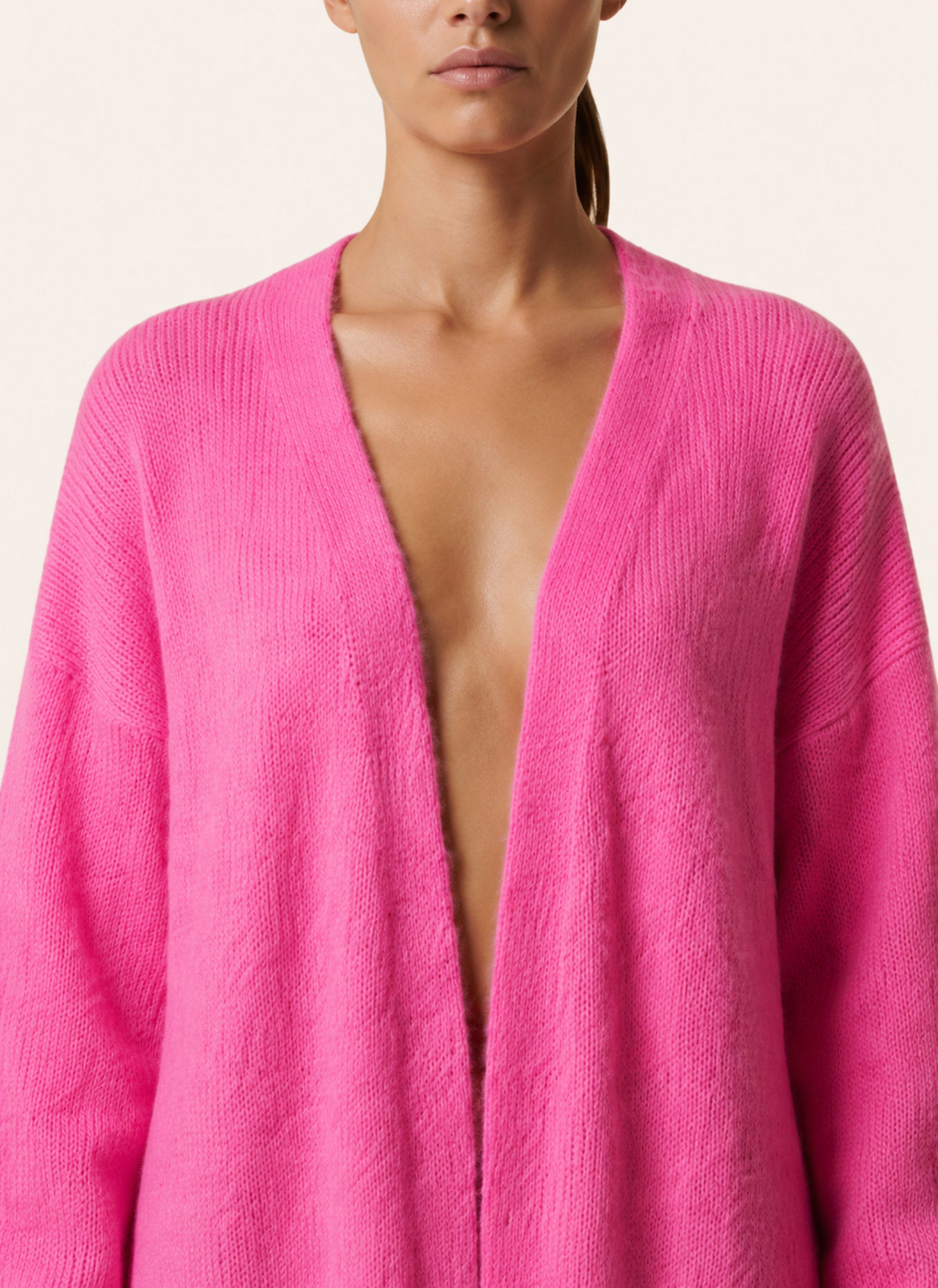 AMERICANDREAMS Long Alpaca Cardigan June: NEONPINK