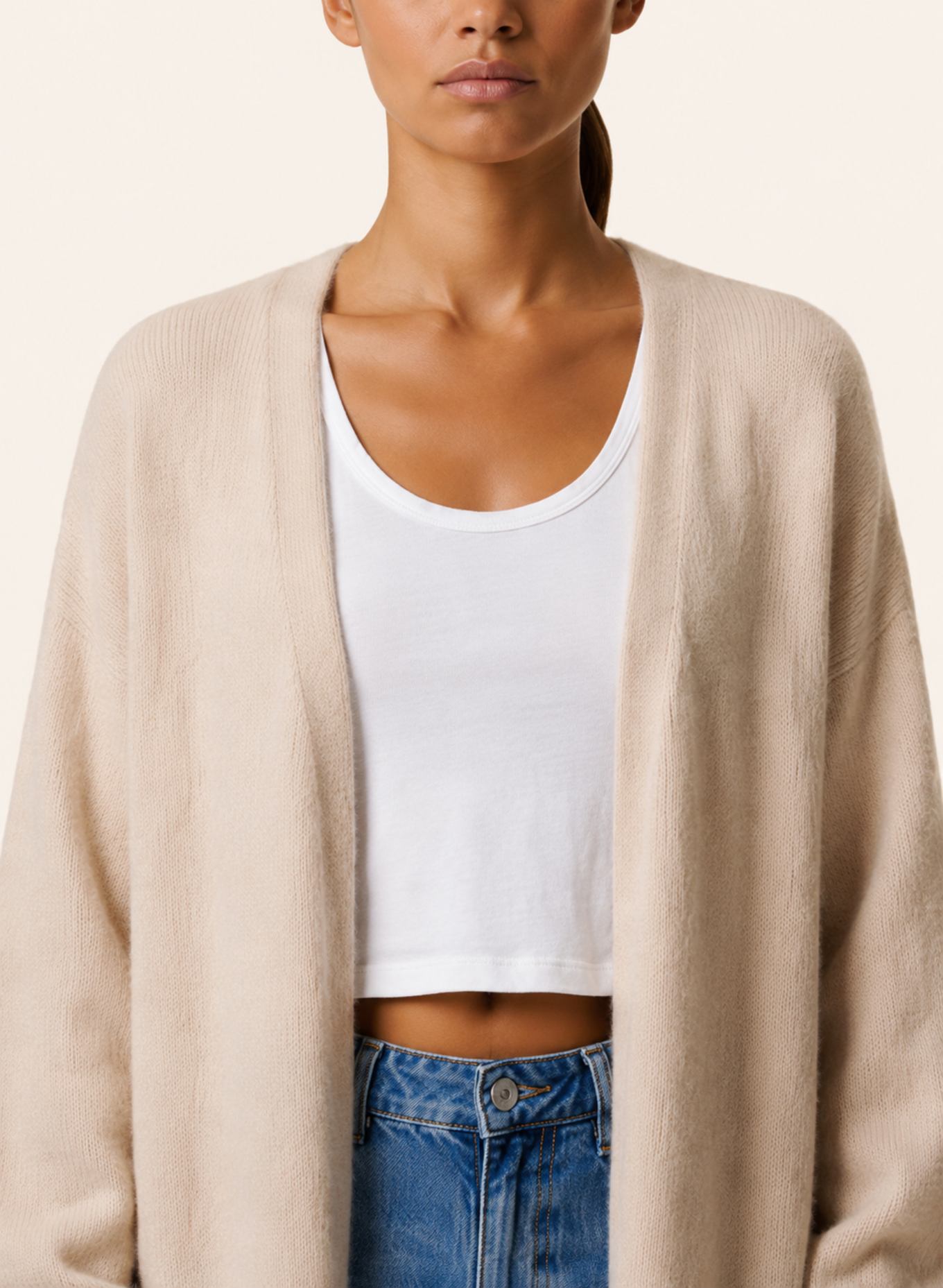AMERICANDREAMS Long Alpaca Cardigan June: BEIGE