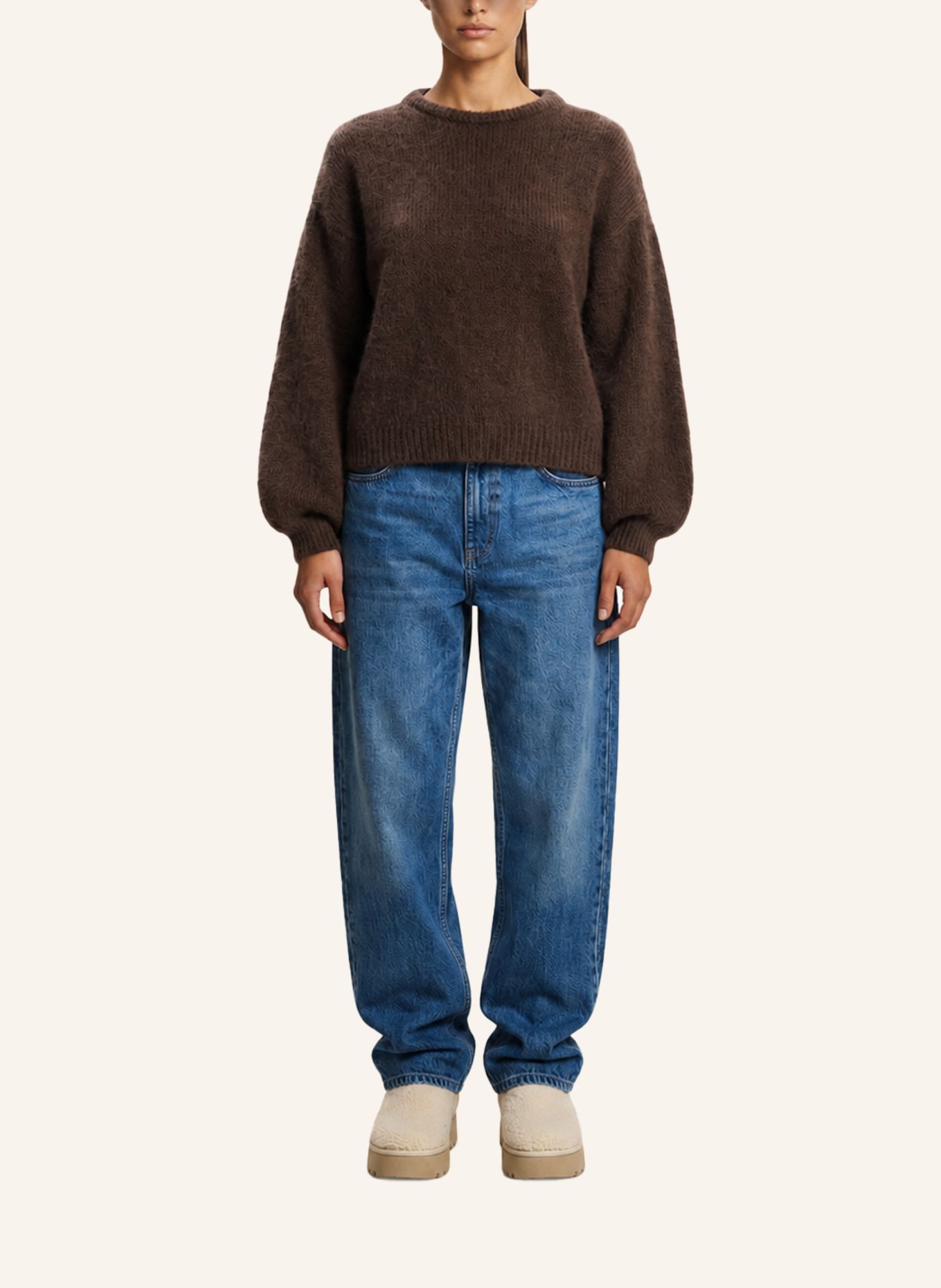 AMERICANDREAMS Round Neck Pullover Liana: DUNKELBRAUN
