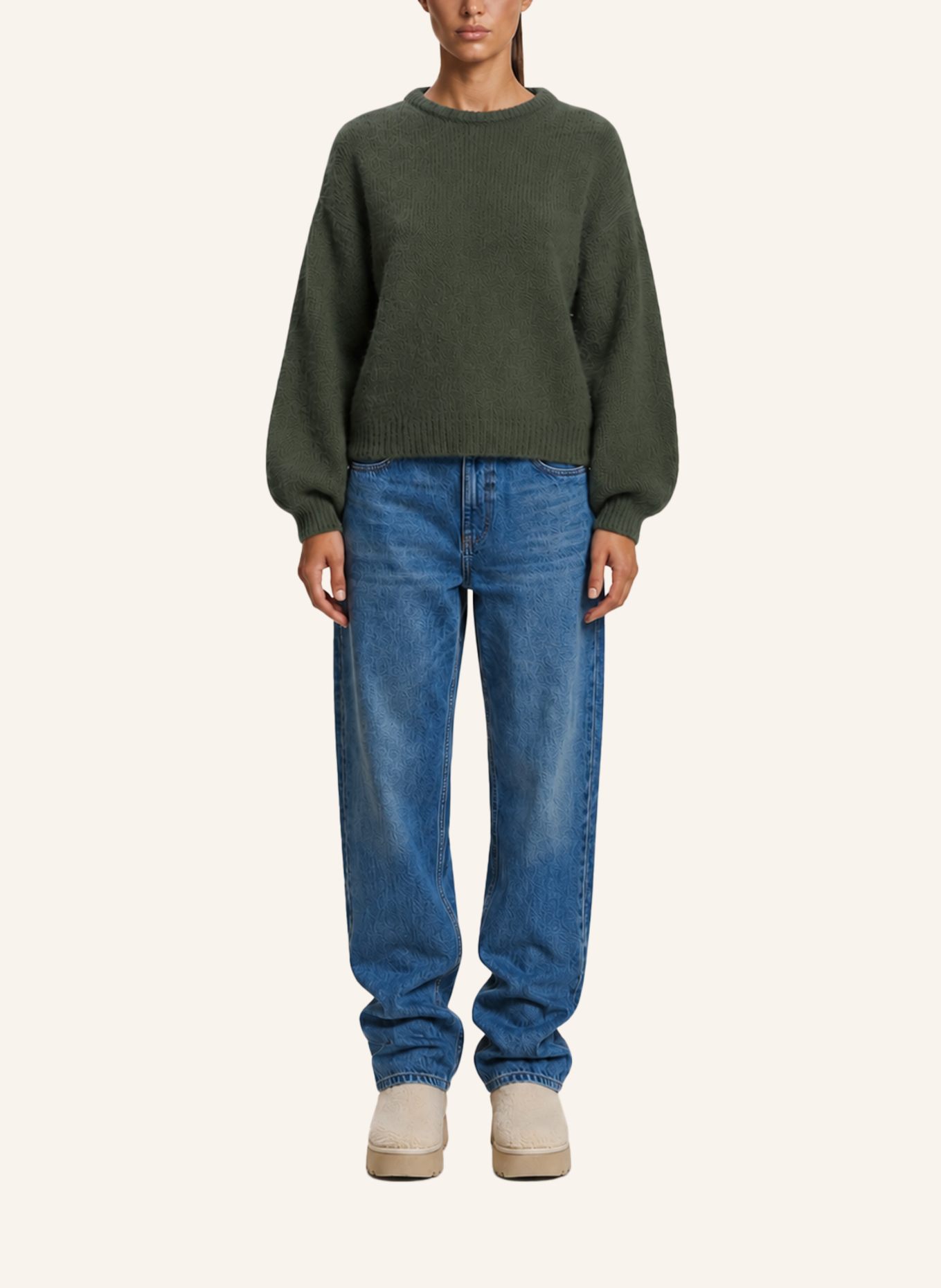 AMERICANDREAMS Round Neck Pullover Liana: DUNKELGRÜN
