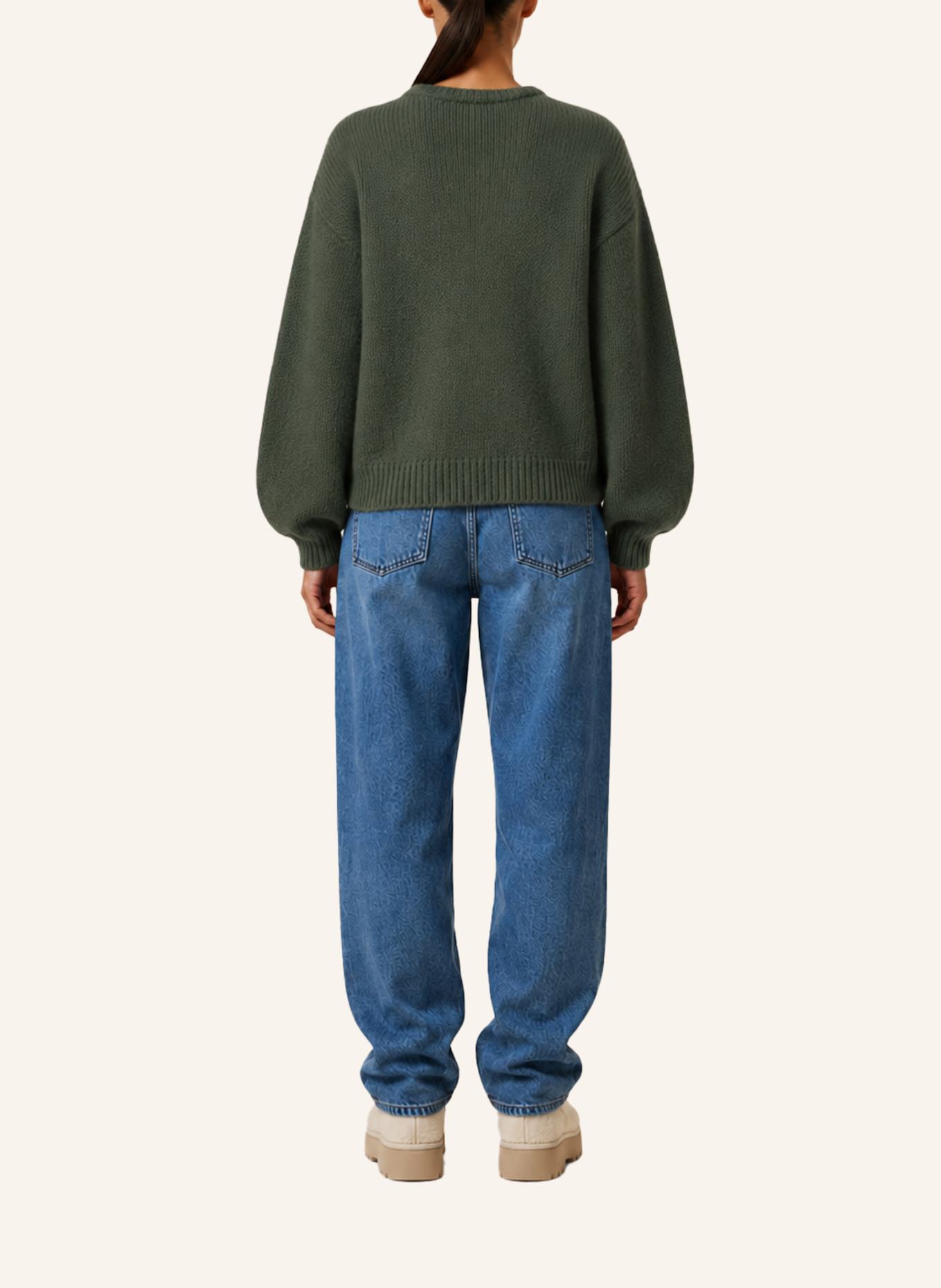 AMERICANDREAMS Round Neck Pullover Liana: DUNKELGRÜN