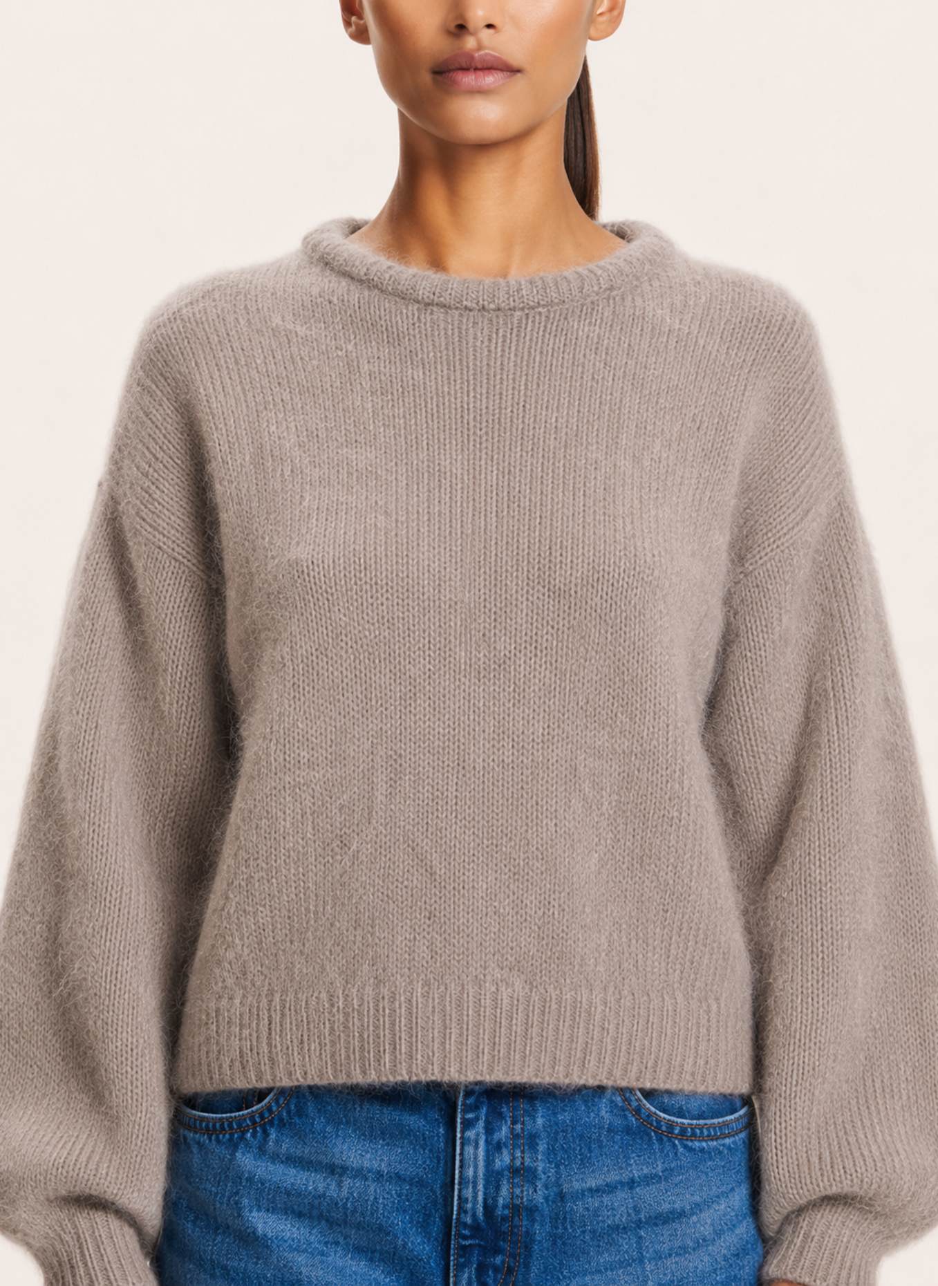 AMERICANDREAMS Round Neck Pullover Liana: TAUPE