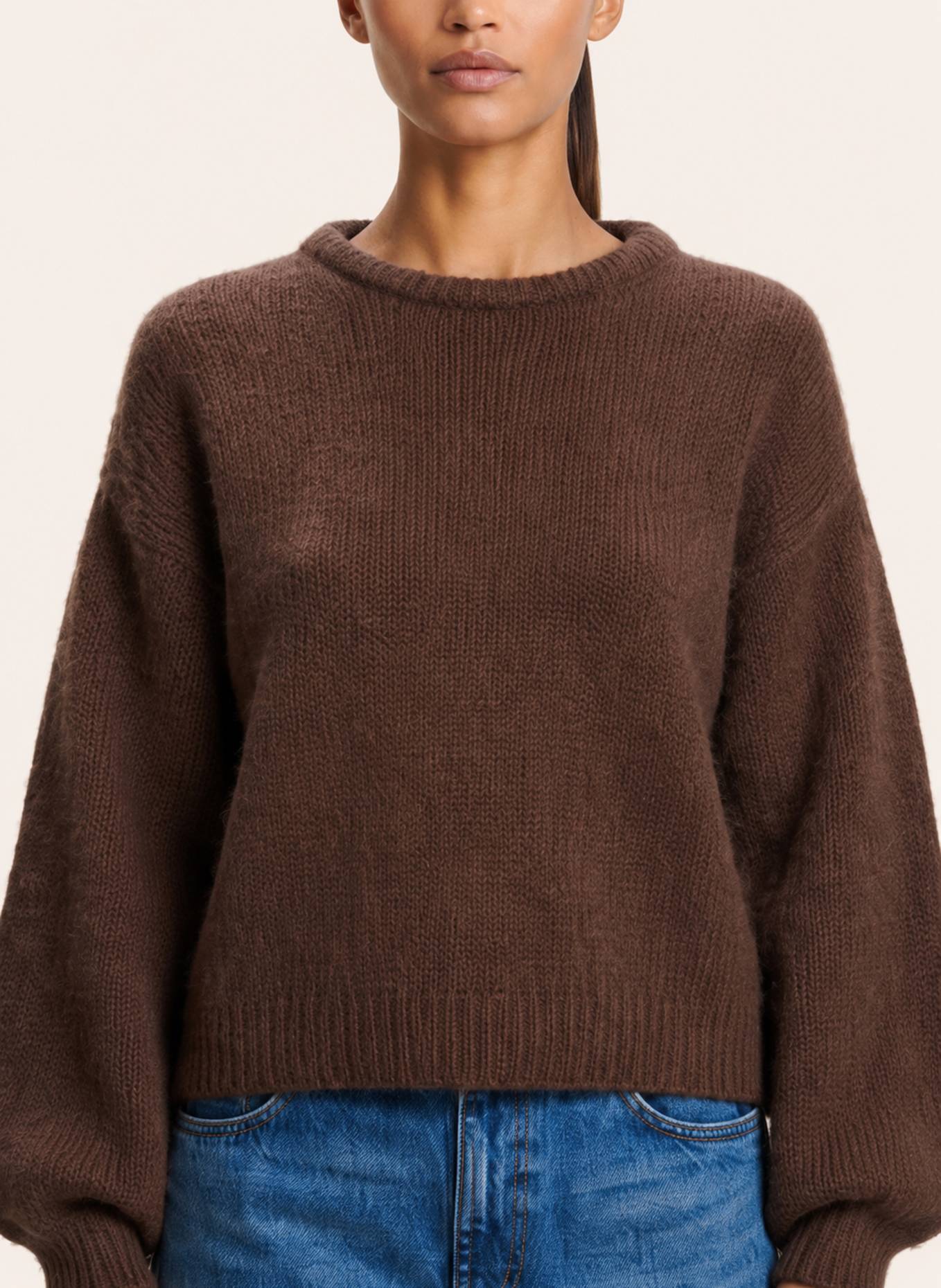 AMERICANDREAMS Round Neck Pullover Liana: DUNKELBRAUN
