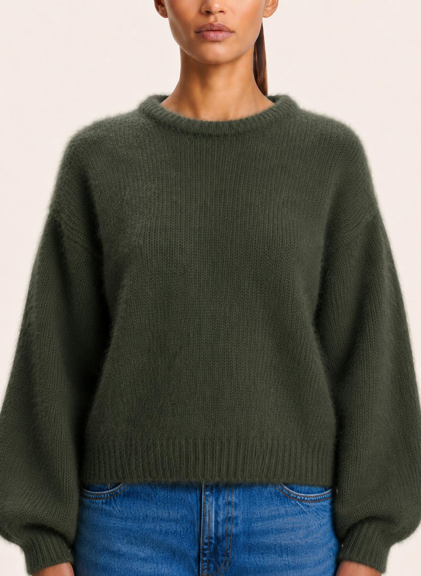 AMERICANDREAMS Round Neck Pullover Liana: DUNKELGRÜN