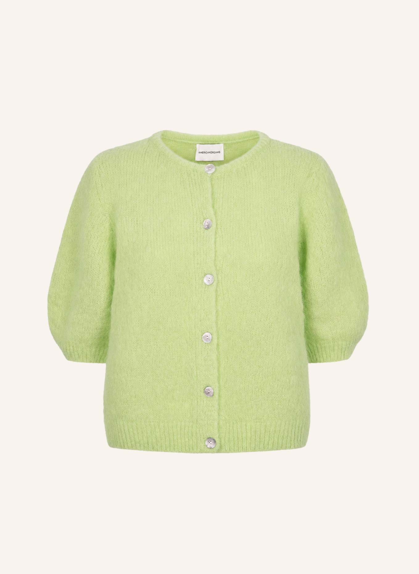 AMERICANDREAMS Short Sleeve Cardigan Susan: HELLGRÜN