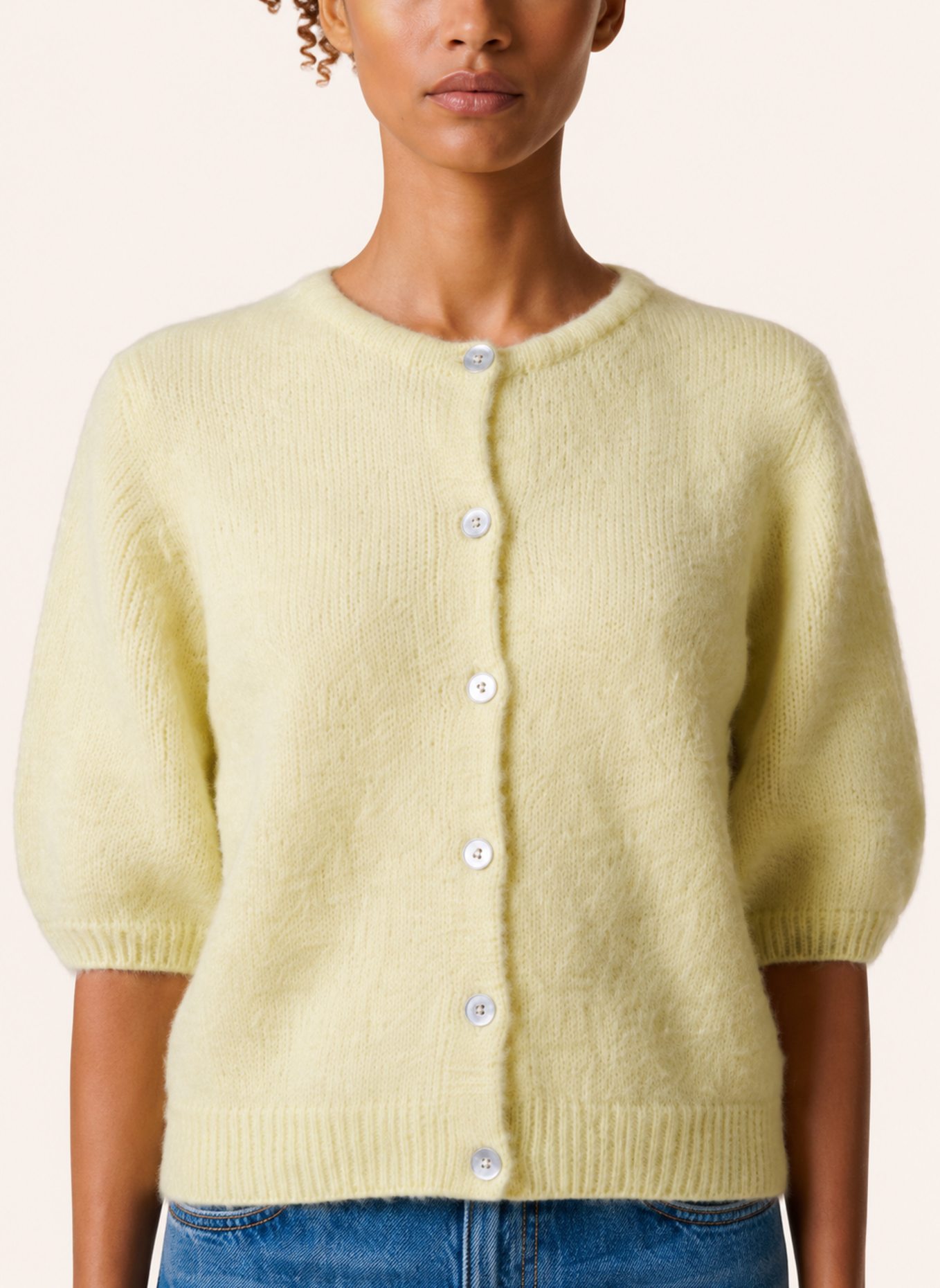 AMERICANDREAMS Short Sleeve Cardigan Susan: HELLGELB