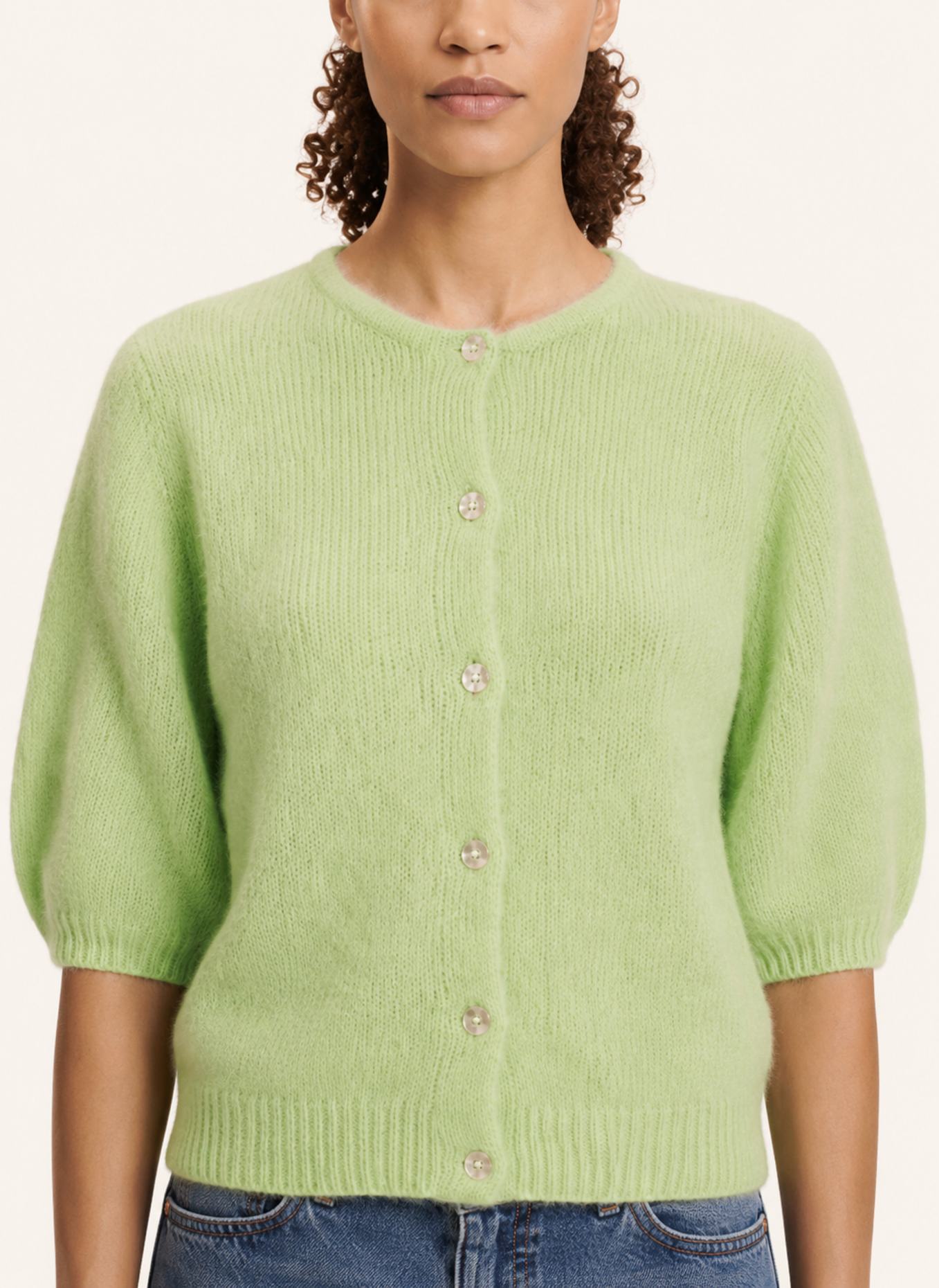 AMERICANDREAMS Short Sleeve Cardigan Susan: HELLGRÜN