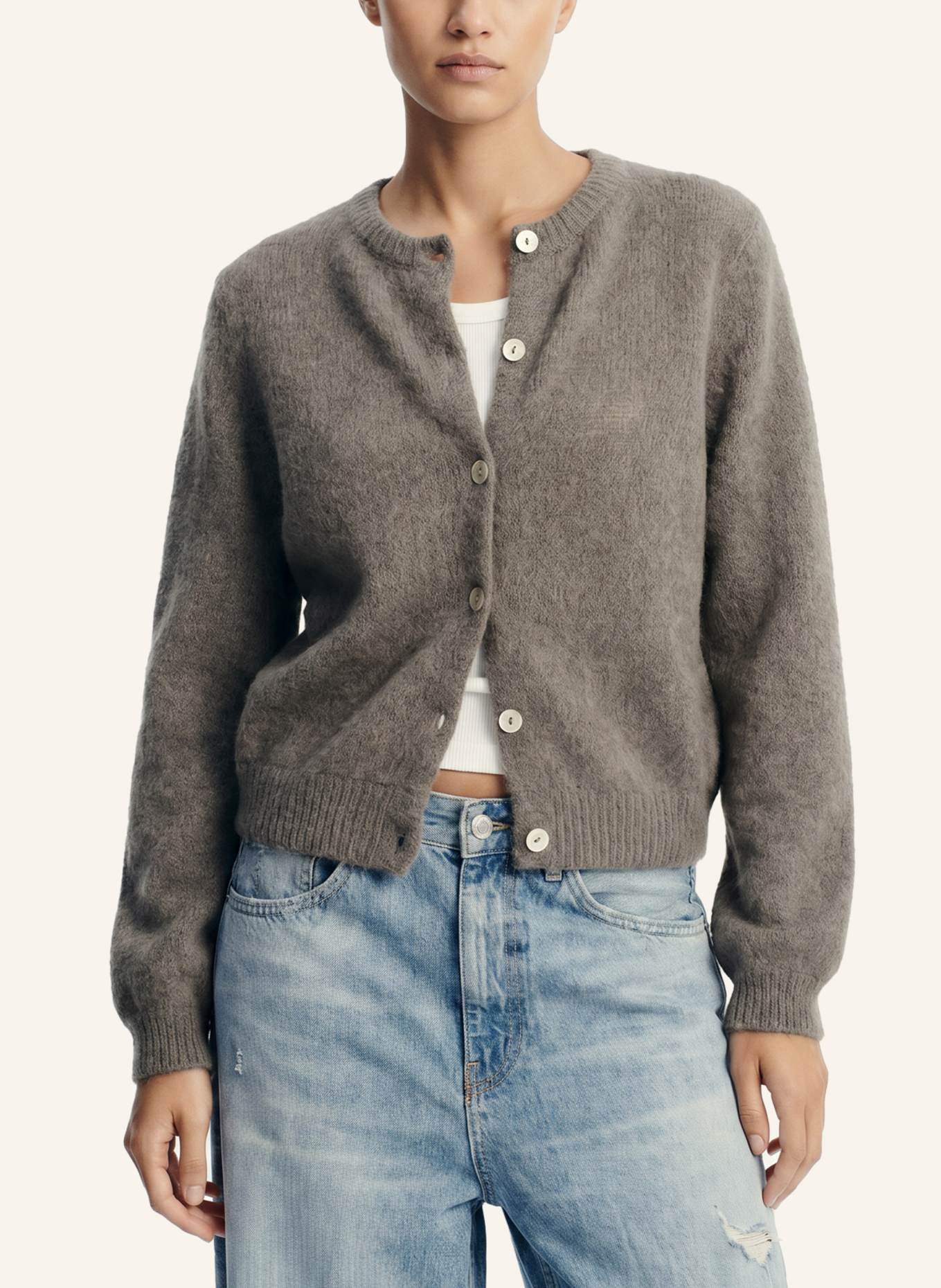 AMERICANDREAMS Alpaca Cardigan Susan: TAUPE