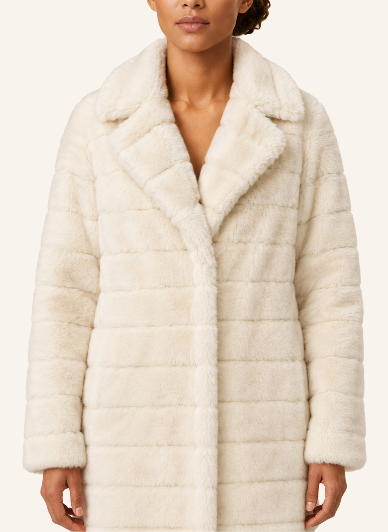 AMERICANDREAMS Faux Fur Coat Long Bailey: BEIGE