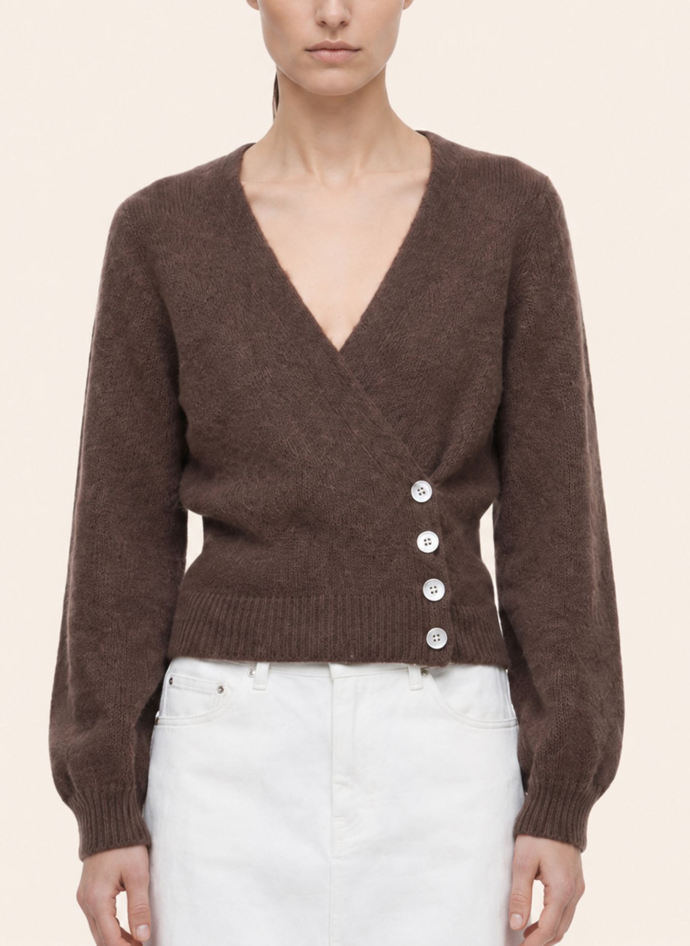 AMERICANDREAMS Wrap Cardigan Mariya: DUNKELBRAUN