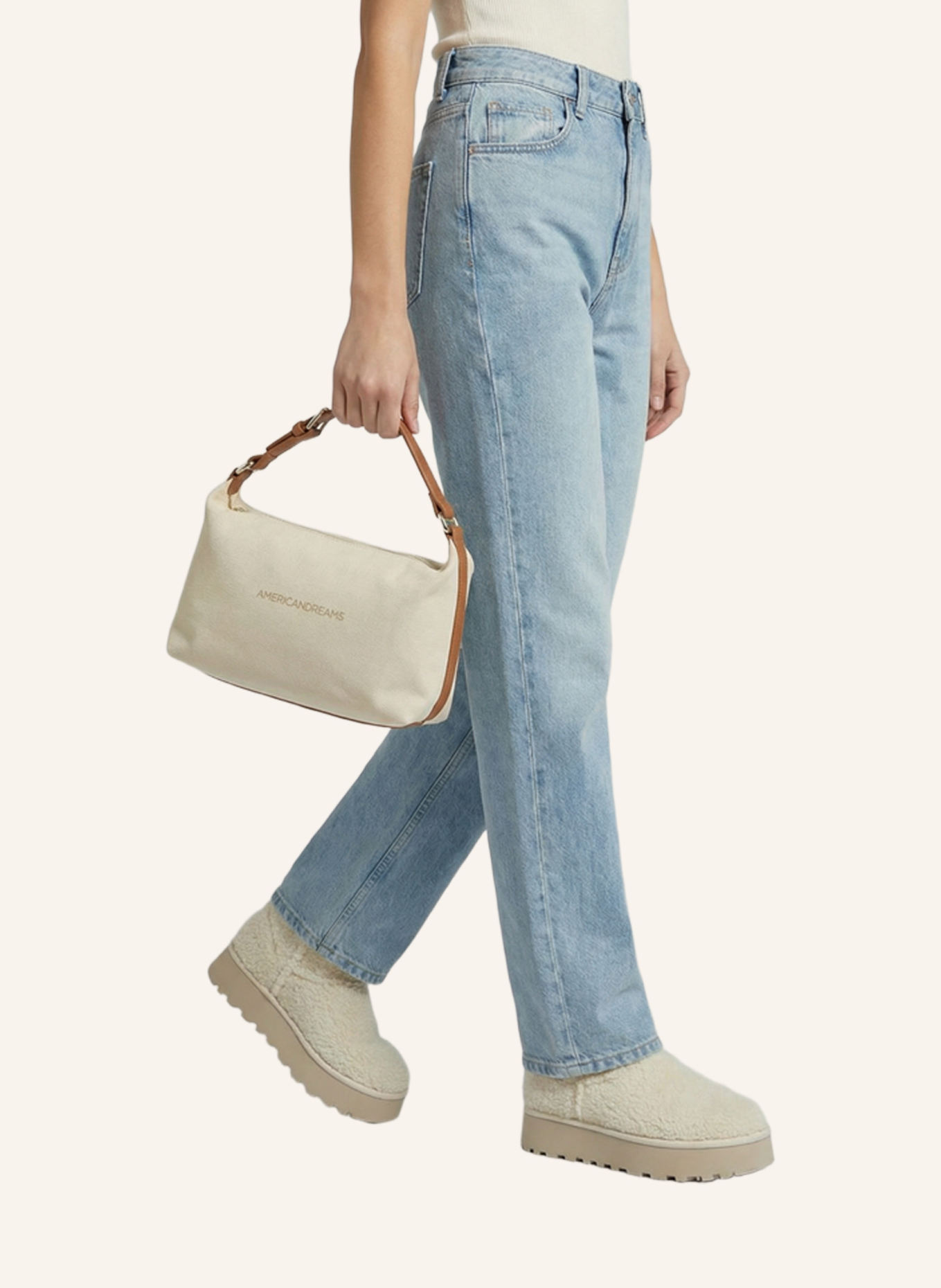AMERICANDREAMS Club Bag Canvas: BEIGE