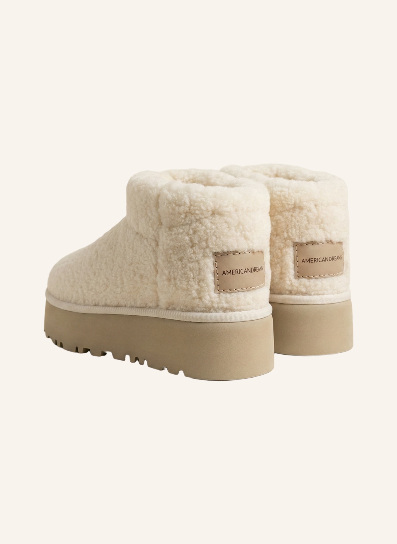 AMERICANDREAMS Larissa Low Wool Boots: BEIGE