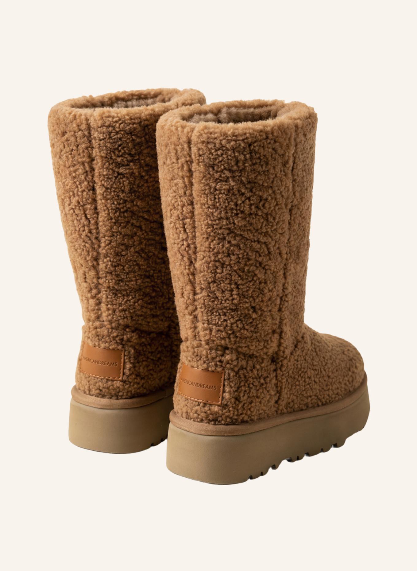 AMERICANDREAMS Larissa Long Wool Boots: LIGHT BROWN