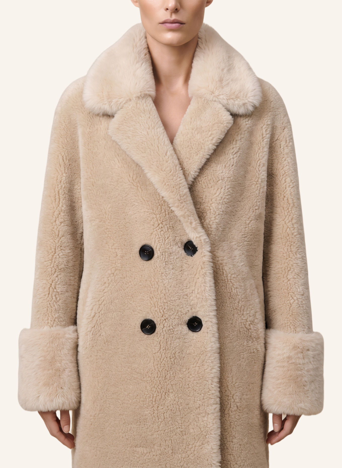 AMERICANDREAMS Wool Coat Long Fiona: BEIGE