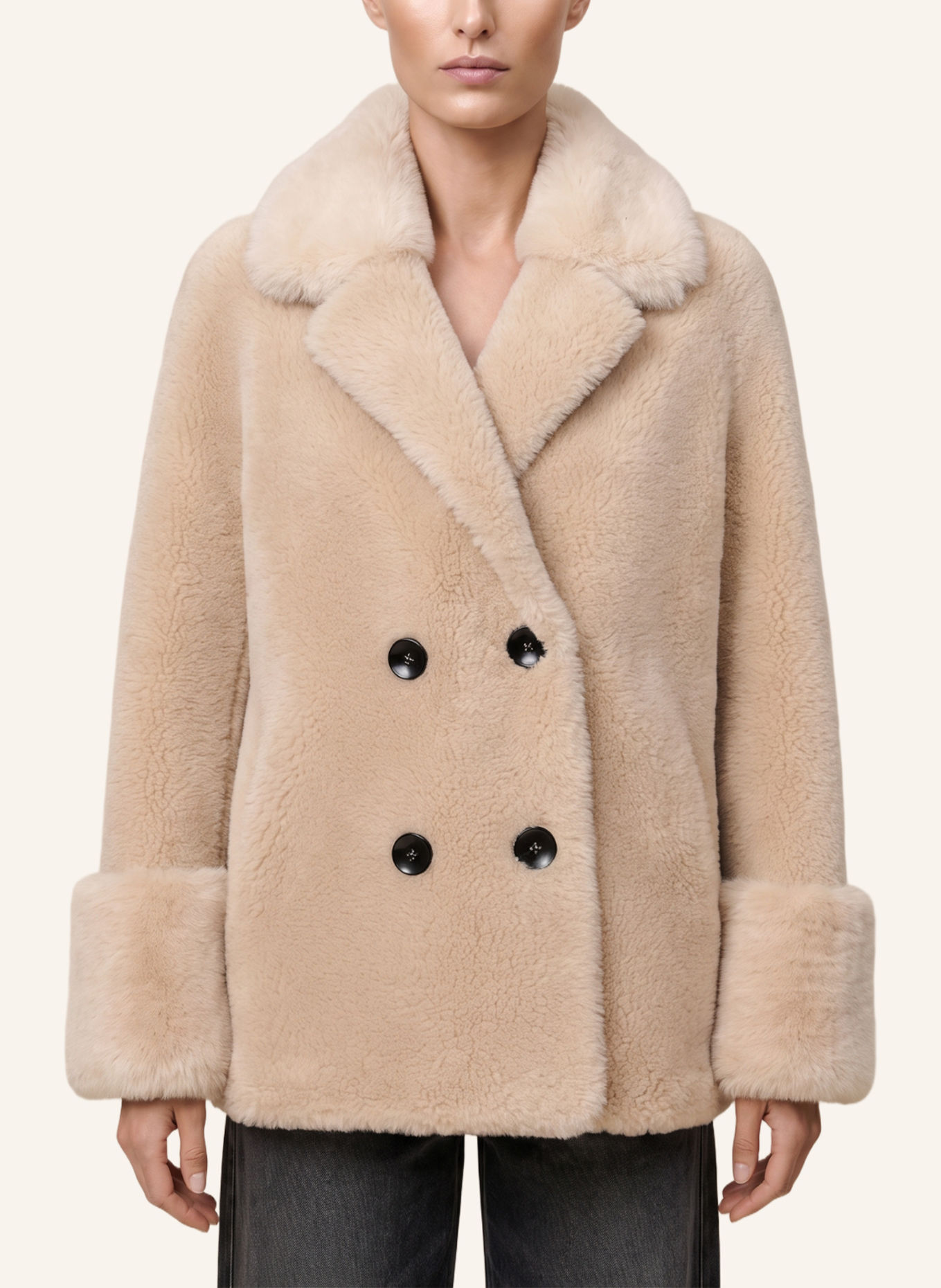 AMERICANDREAMS Wool Coat Short Fiona: BEIGE