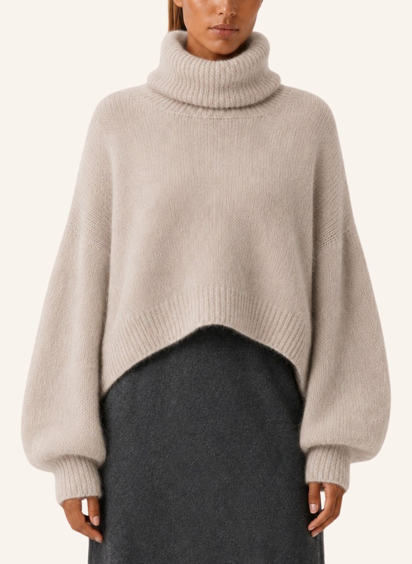 AMERICANDREAMS Rollneck Cropped Alpaca Pullover Andrea: TAUPE