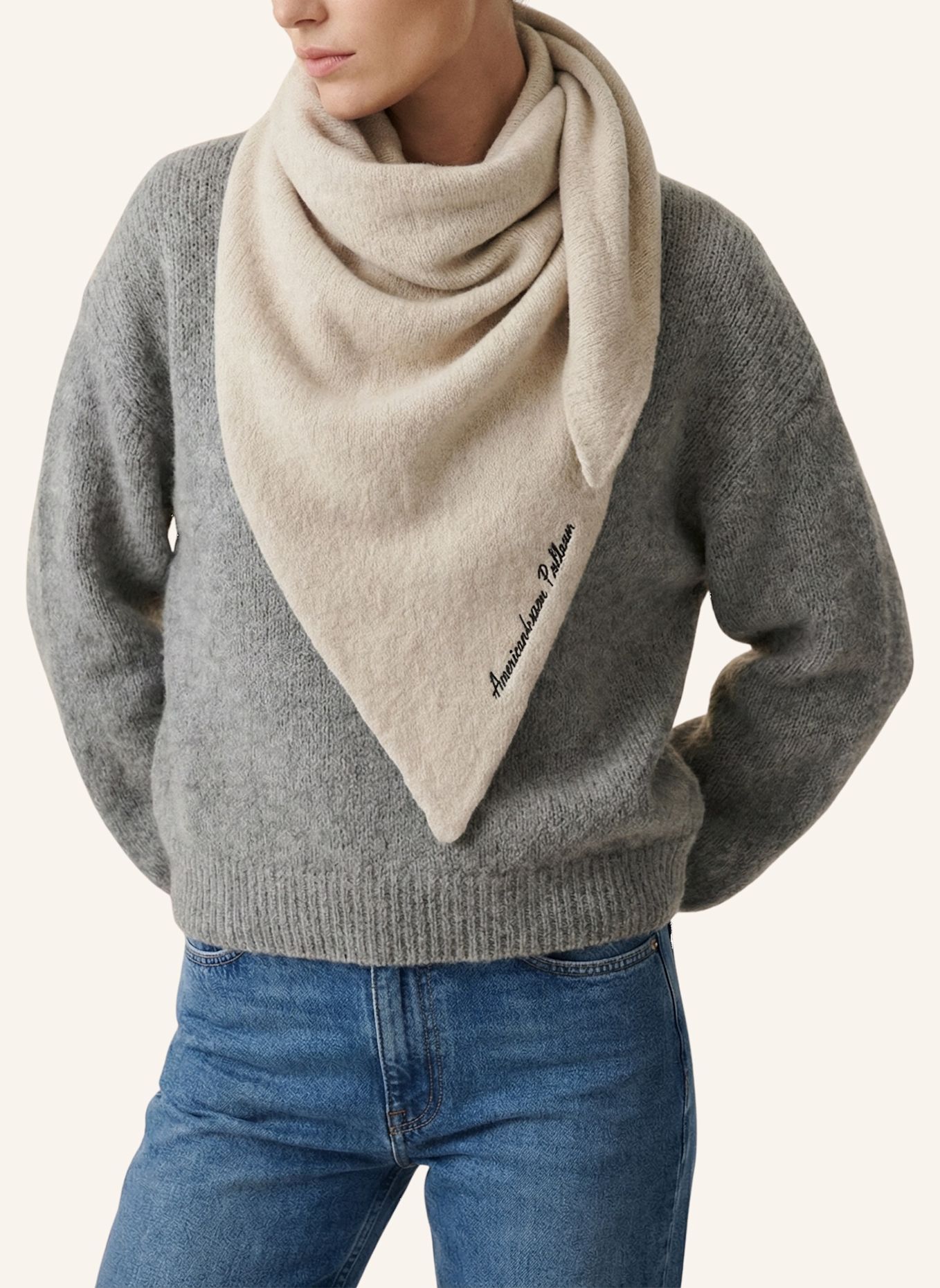 AMERICANDREAMS Alpaca Scarf Atiya: BEIGE