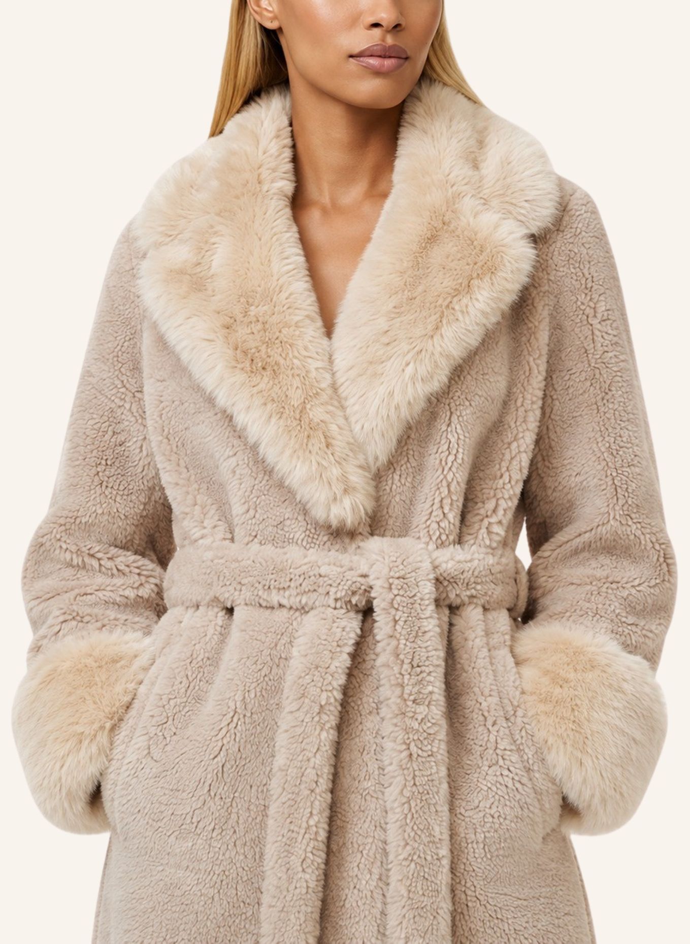 AMERICANDREAMS Teddybont-Mantel FARAH: BEIGE