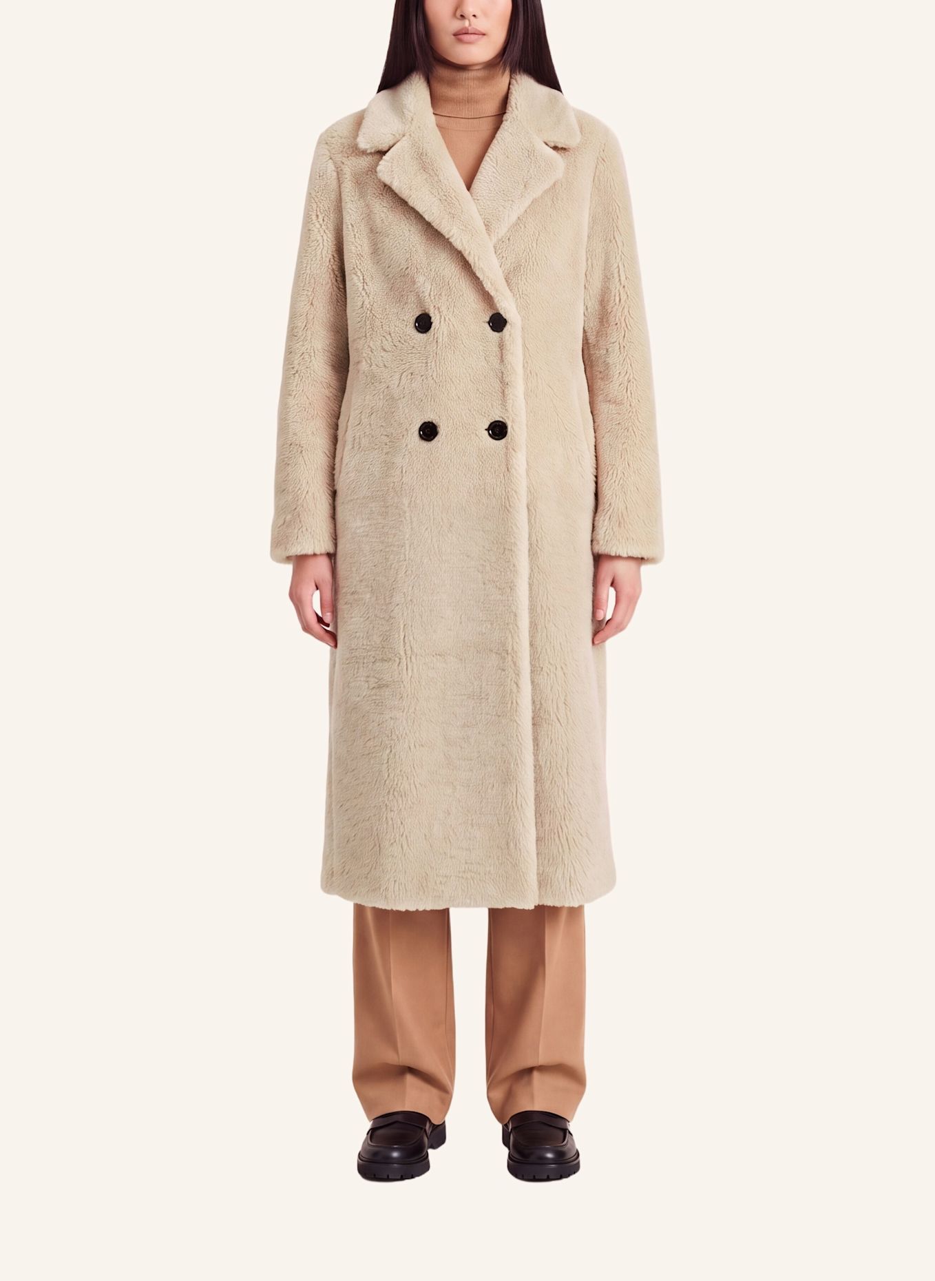 AMERICANDREAMS Long Coat Without Fur Fiona: BEIGE