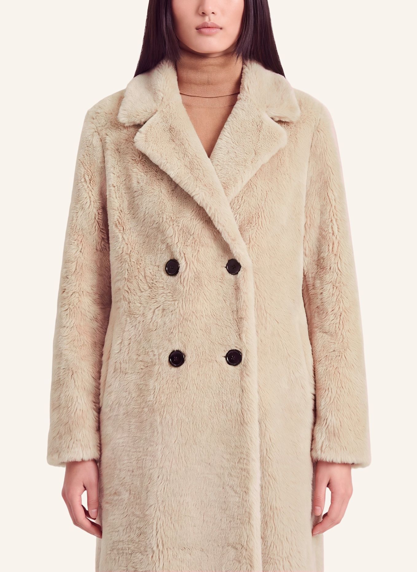 AMERICANDREAMS Long Coat Without Fur Fiona: BEIGE