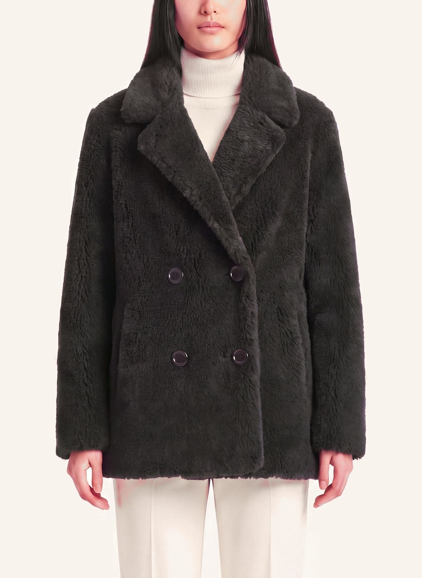AMERICANDREAMS Short Coat Without Fur Fiona: SCHWARZ
