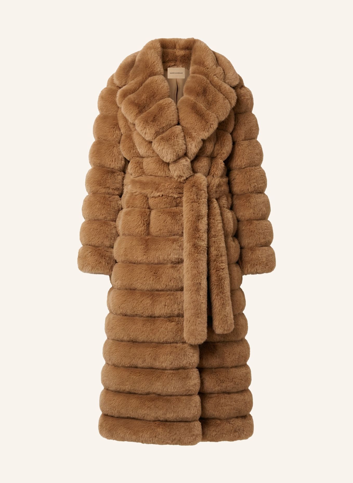 AMERICANDREAMS Leelai Long Faux Fur Coat: BROWN