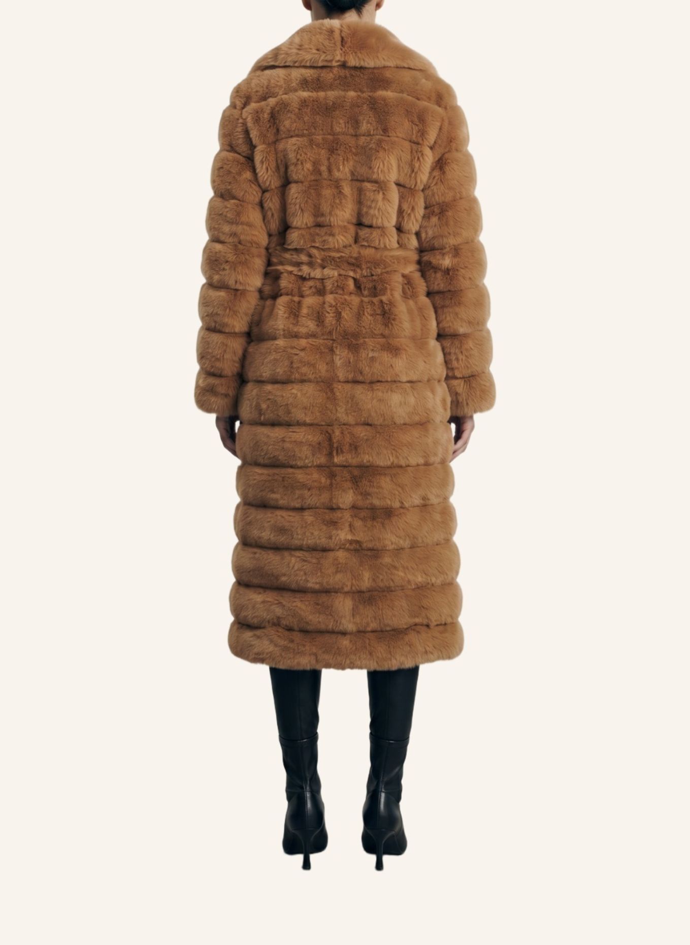 AMERICANDREAMS Leelai Long Faux Fur Coat: BROWN