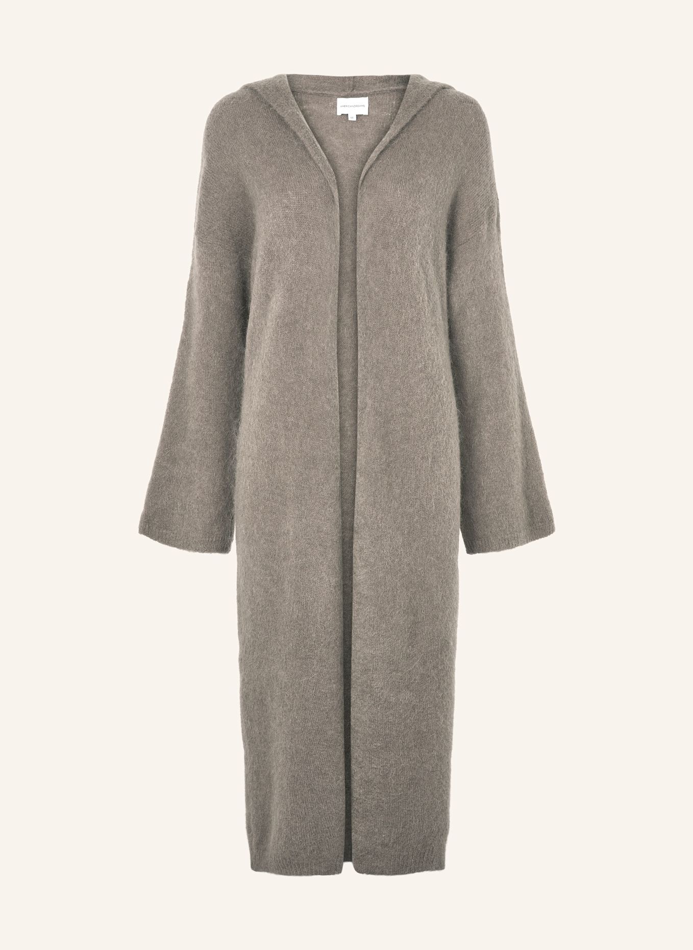 AMERICANDREAMS Long Alpaca Cardigan With Hood June: TAUPE
