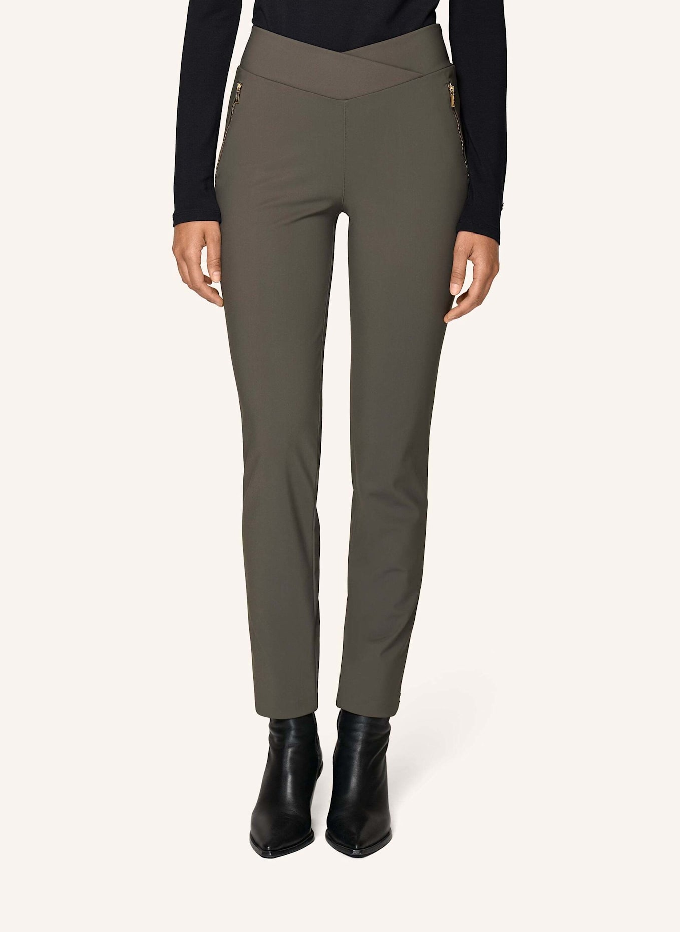 INA KESS Hose LIV STRETCH PANTS: GRÜN/ GRAU